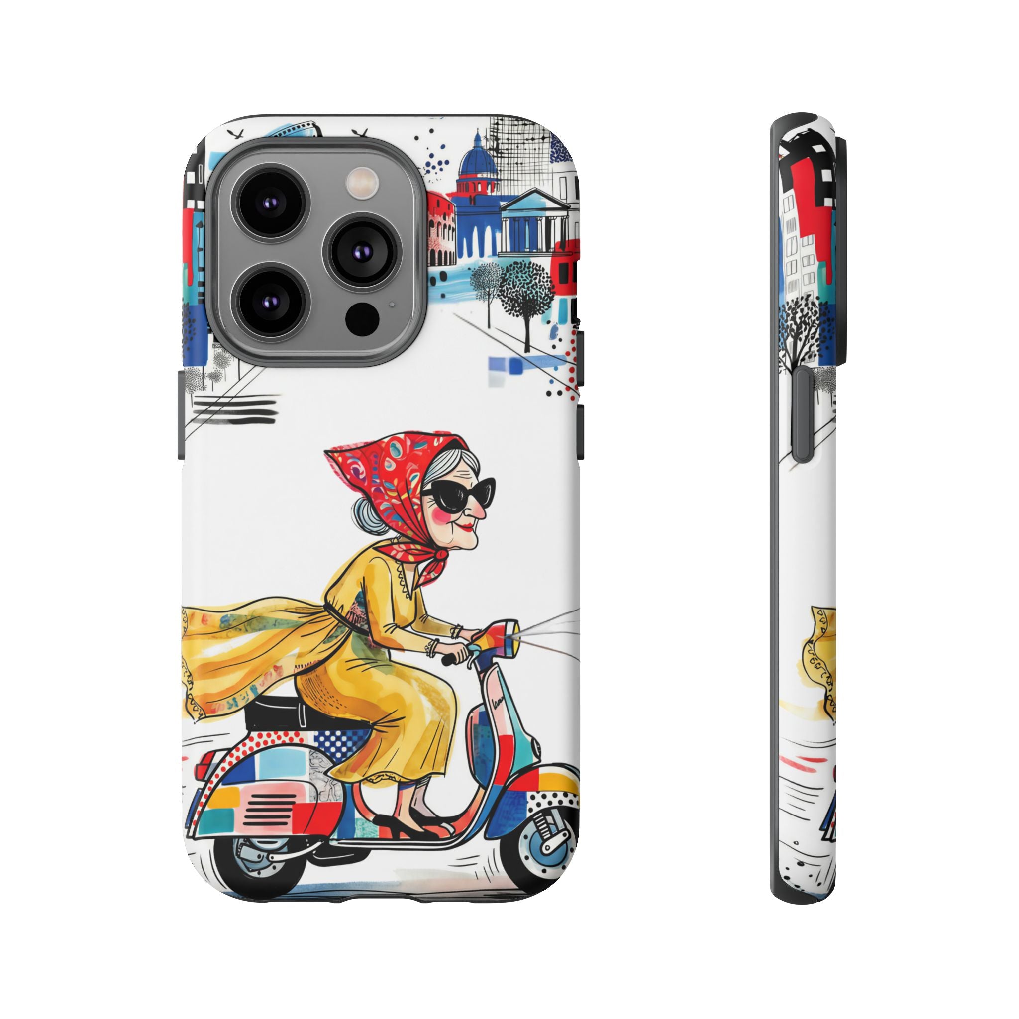 Vintage Vespa Granny iPhone Case | Retro Scooter Travel iPhone Cover
