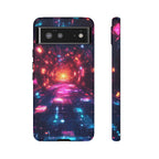 Neon Tunnel Tough Google Pixel Case — Retro Futuristic Galaxy Design