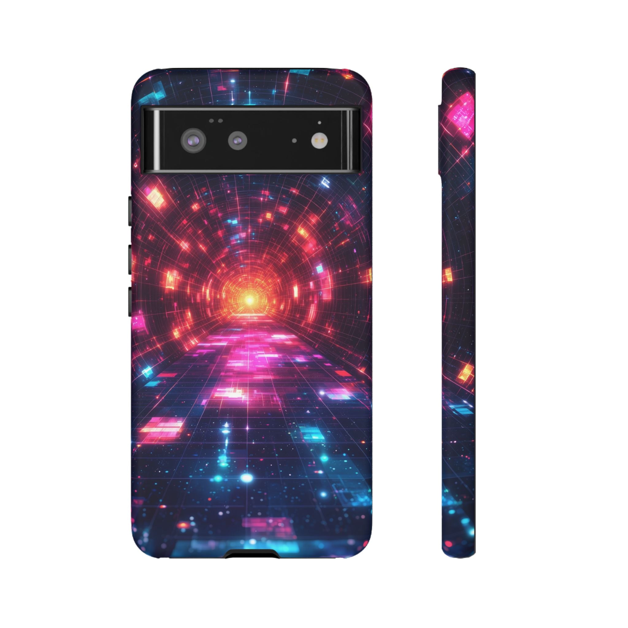 Neon Tunnel Tough Google Pixel Case — Retro Futuristic Galaxy Design