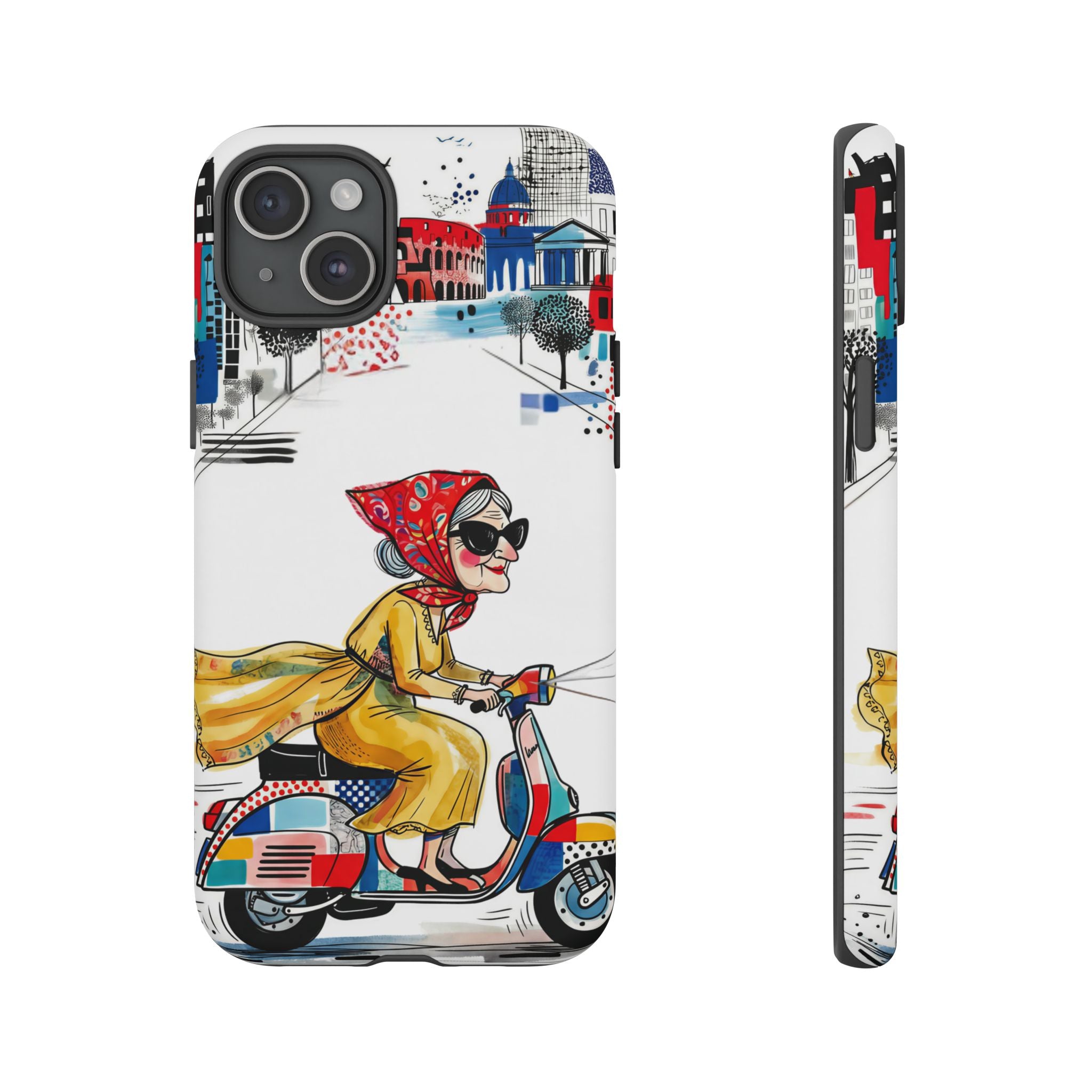 Vintage Vespa Granny iPhone Case | Retro Scooter Travel iPhone Cover