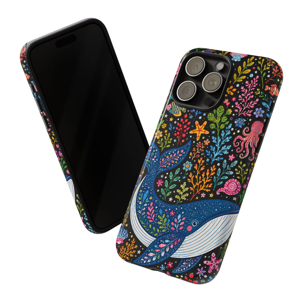 Whimsical Whale Tough iPhone Case | Colorful Ocean Floral iPhone Cover