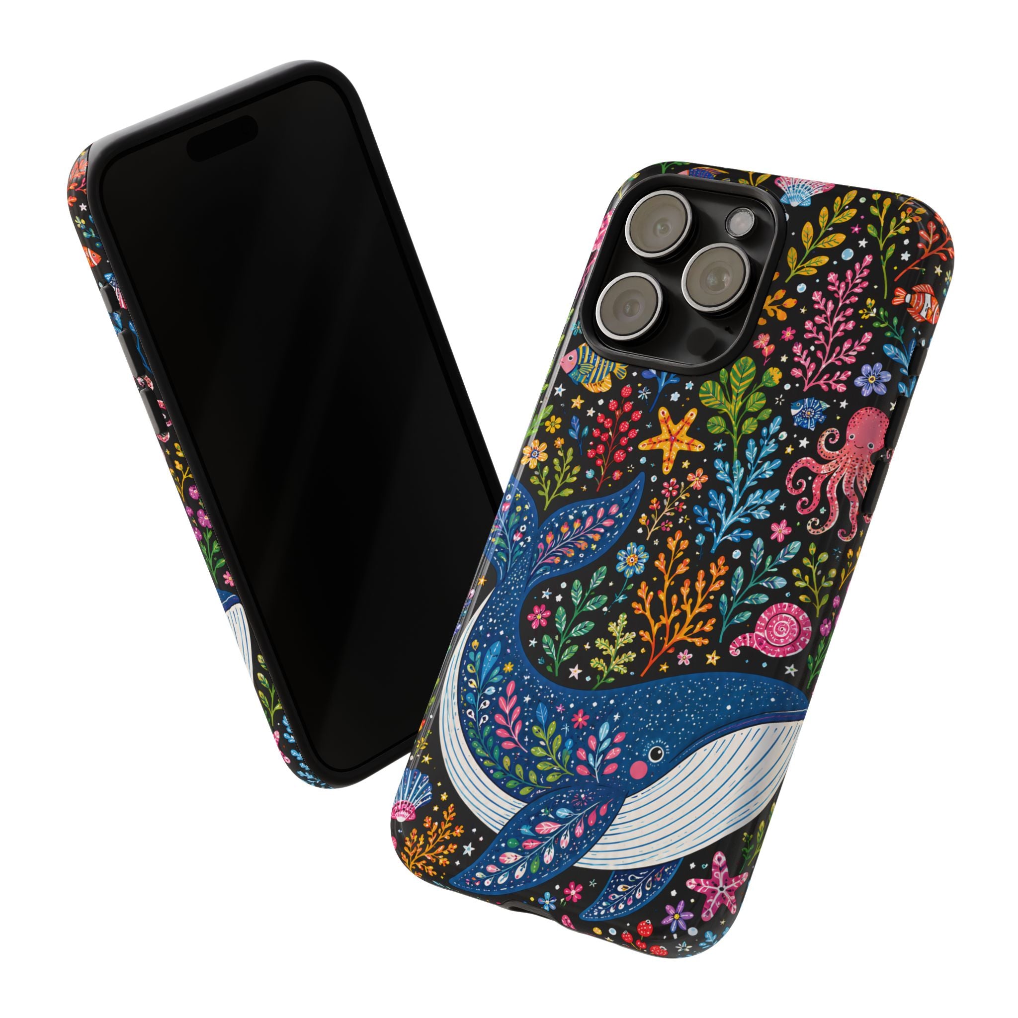 Whimsical Whale Tough iPhone Case | Colorful Ocean Floral iPhone Cover