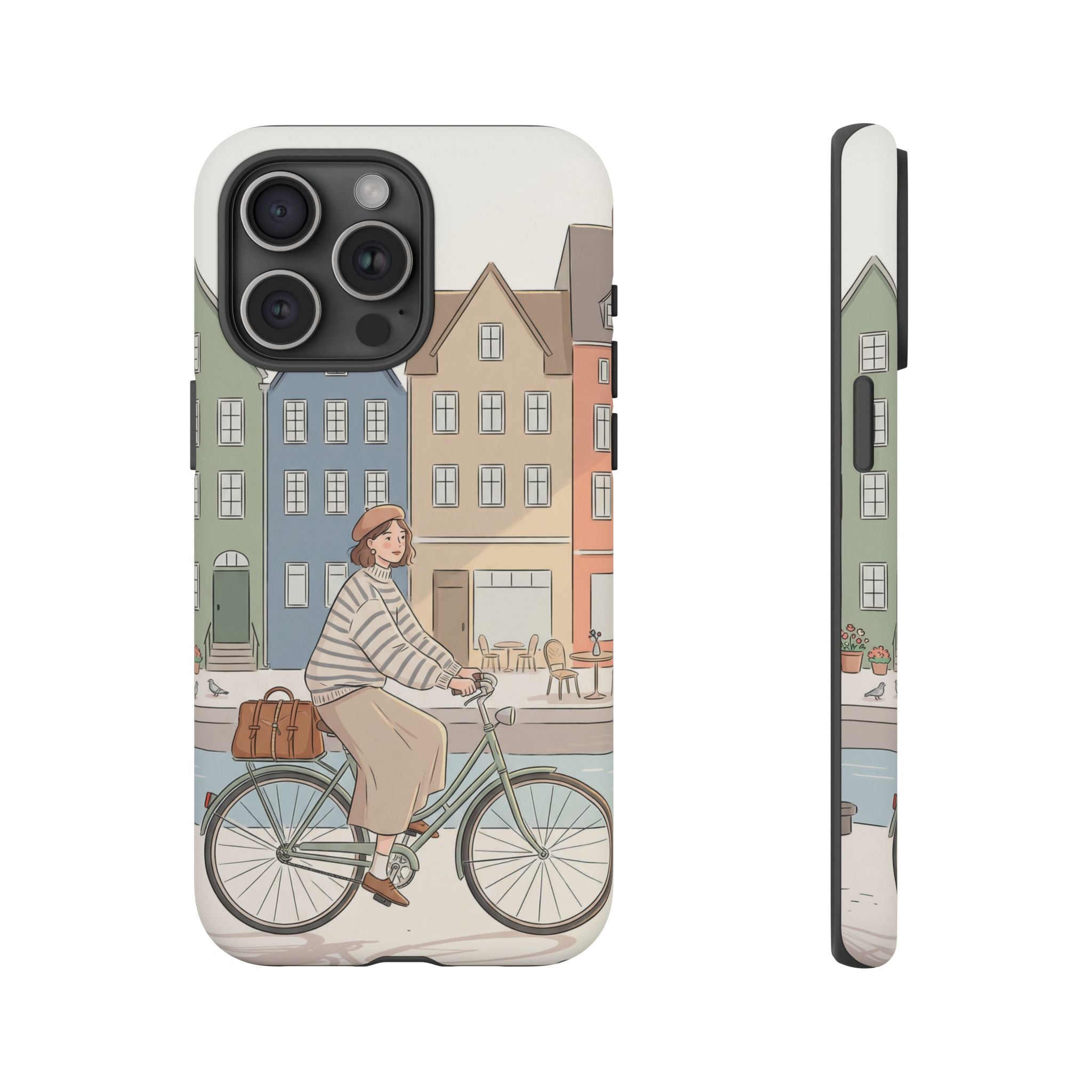 City Bike iPhone Case | Cozy European Street Illustration Tough Cases
