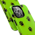 Neon Paw Print Tough Phone Case — Shockproof Pet Lover iPhone Cover