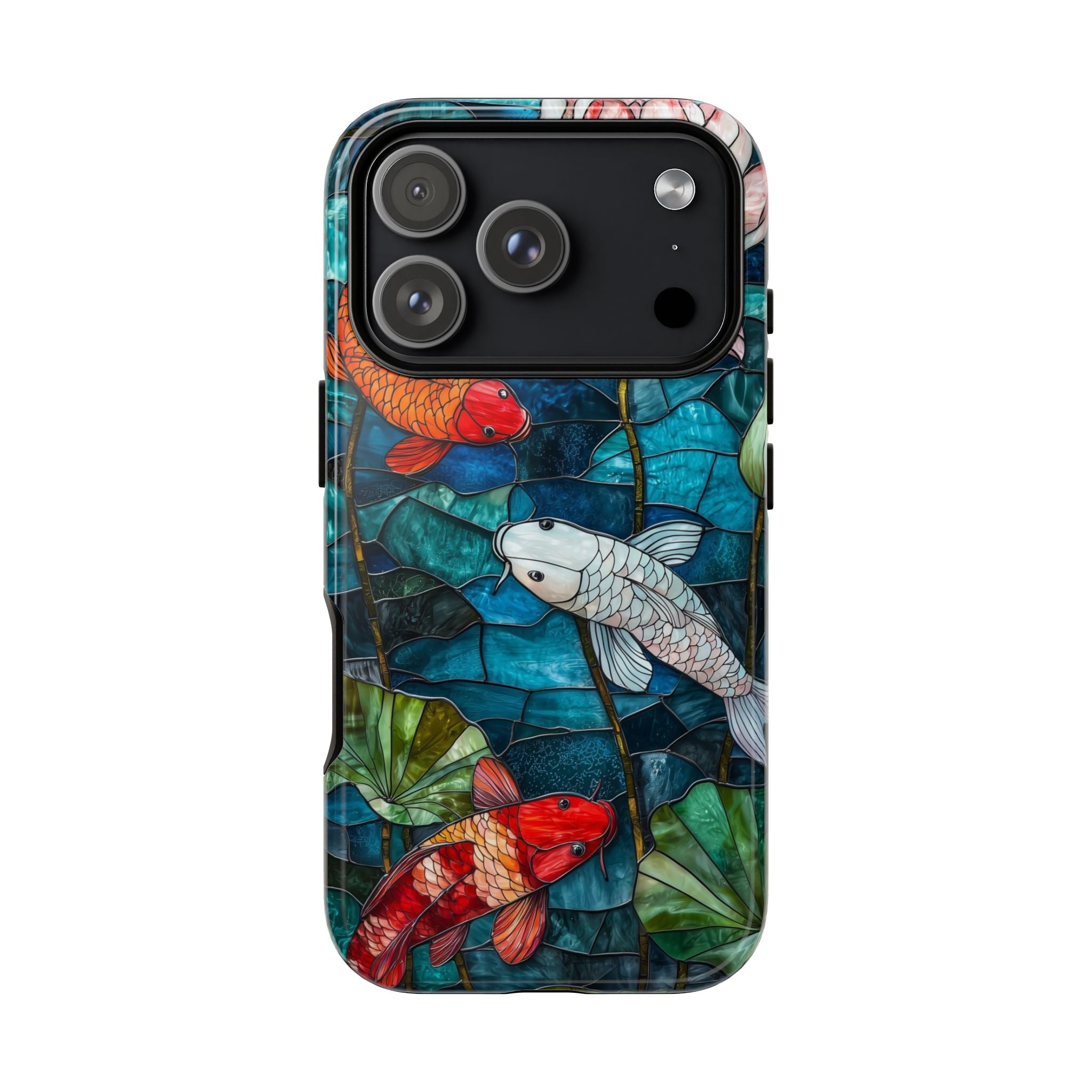 Koi Pond Tough iPhone Case — Stained Glass Lotus & Koi Design