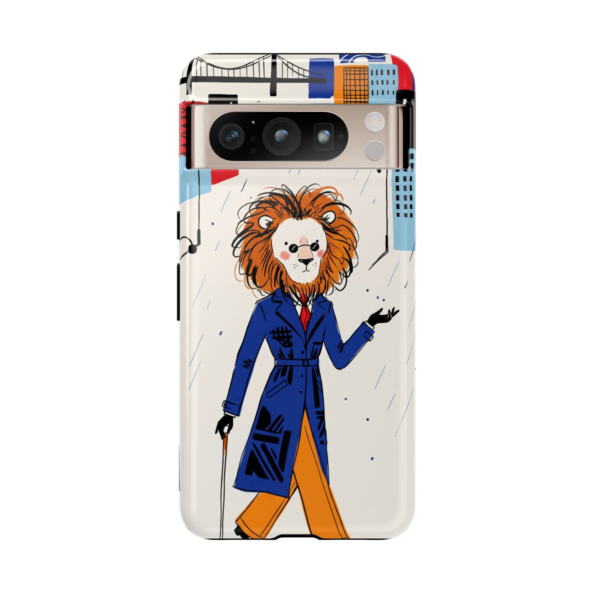 Lion Gentleman Google Pixel Phone Case | Dapper Lion in City Rain