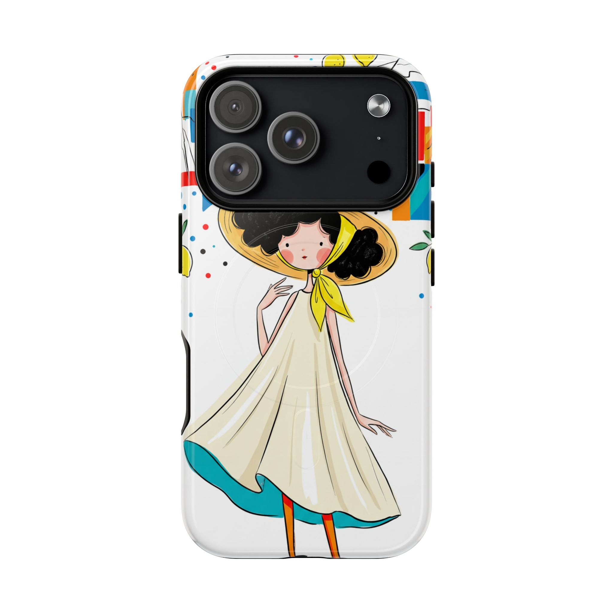 Cute Summer Girl MagSafe iPhone Case | Whimsical Coastal Illustration Protective Case