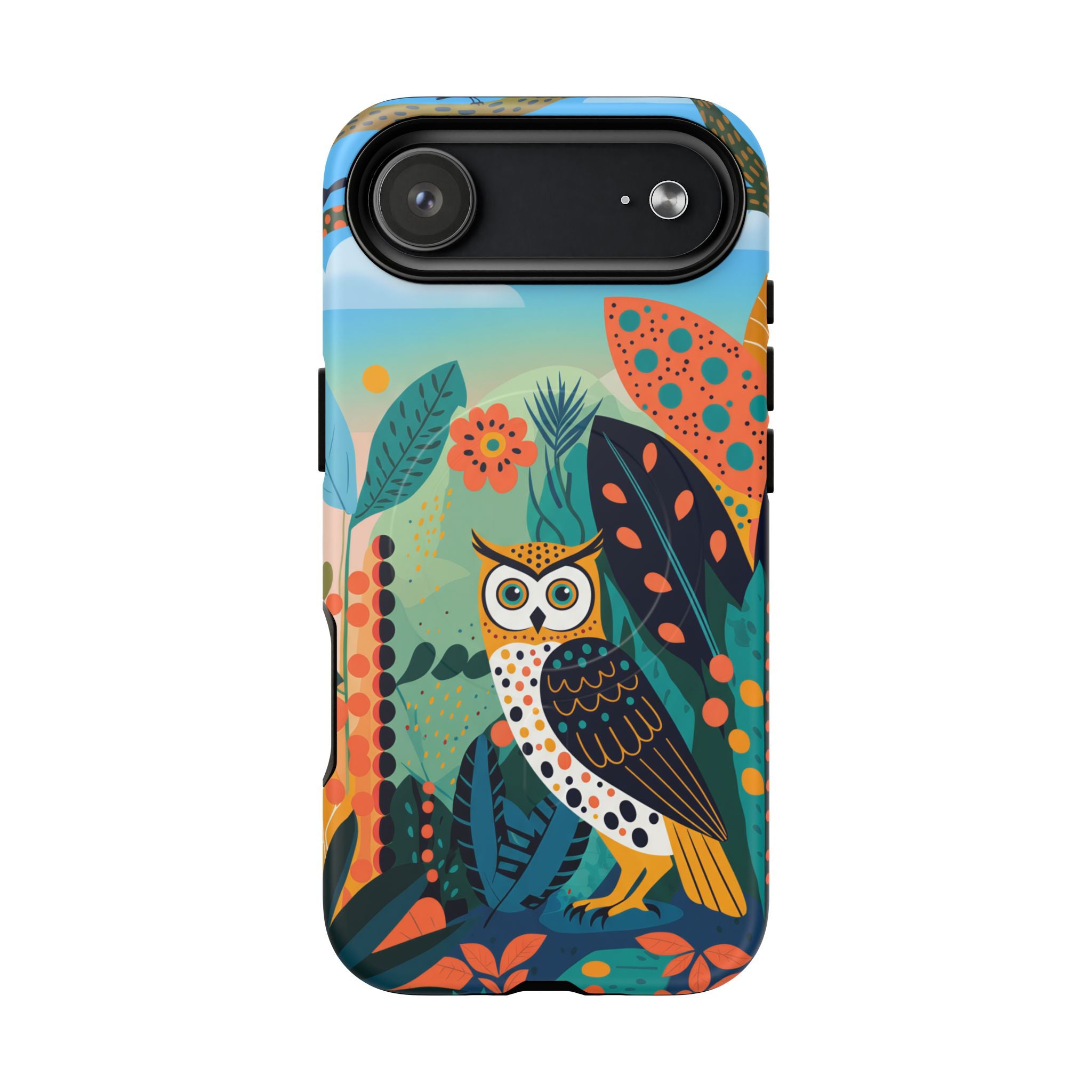 Botanical Forest Colourful Owl MagSafe iPhone Case