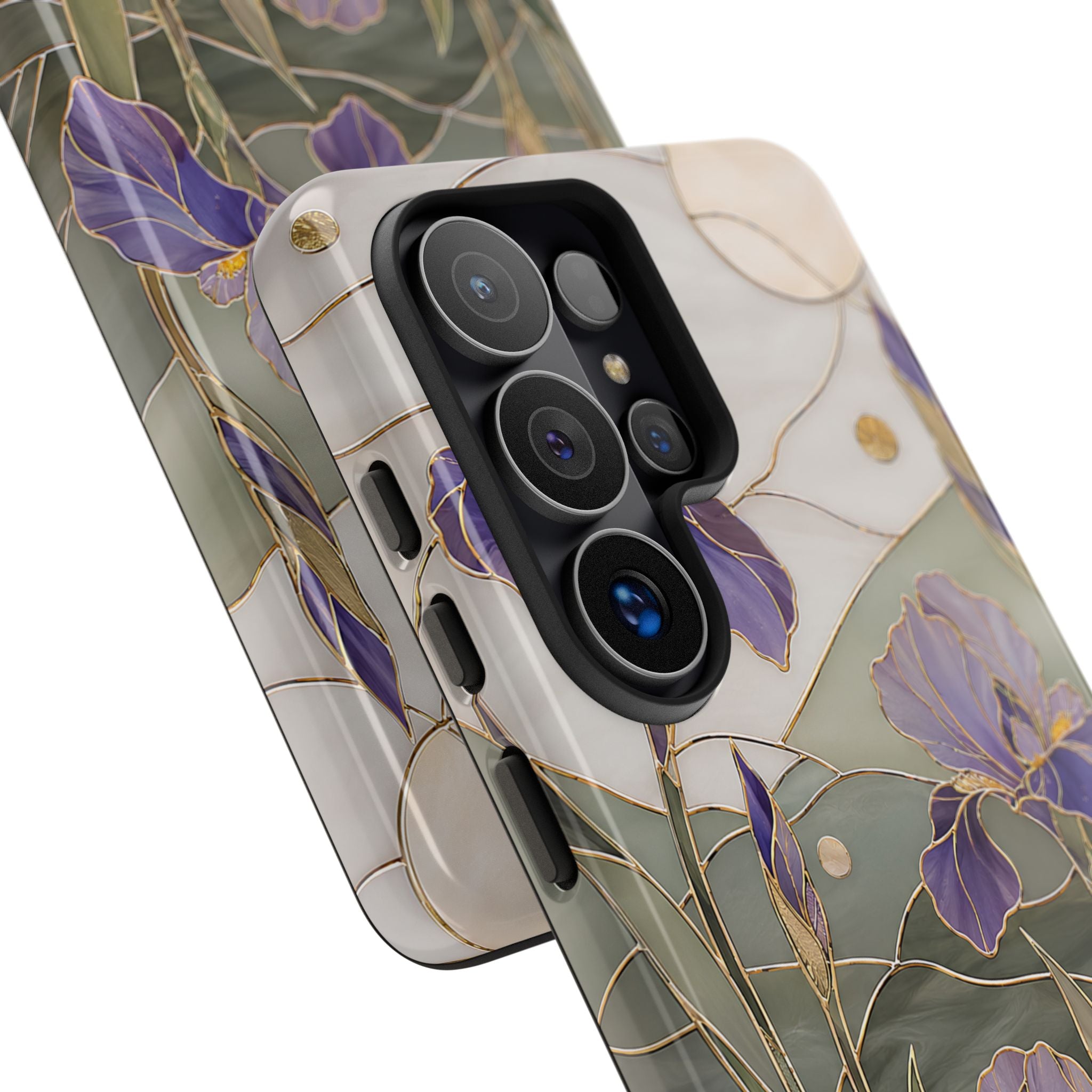 Stained Glass Iris Samsung Galaxy Phone Case | Purple Floral Phone Case
