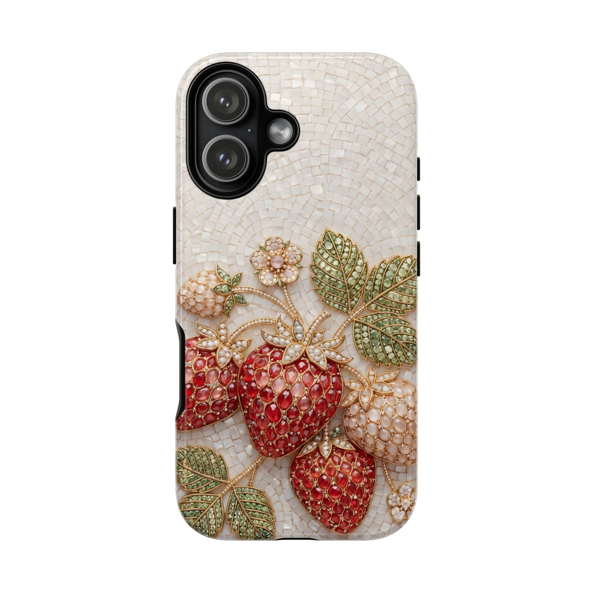 Strawberry Gem Tough iPhone Case | Vintage Beaded Fruit Design