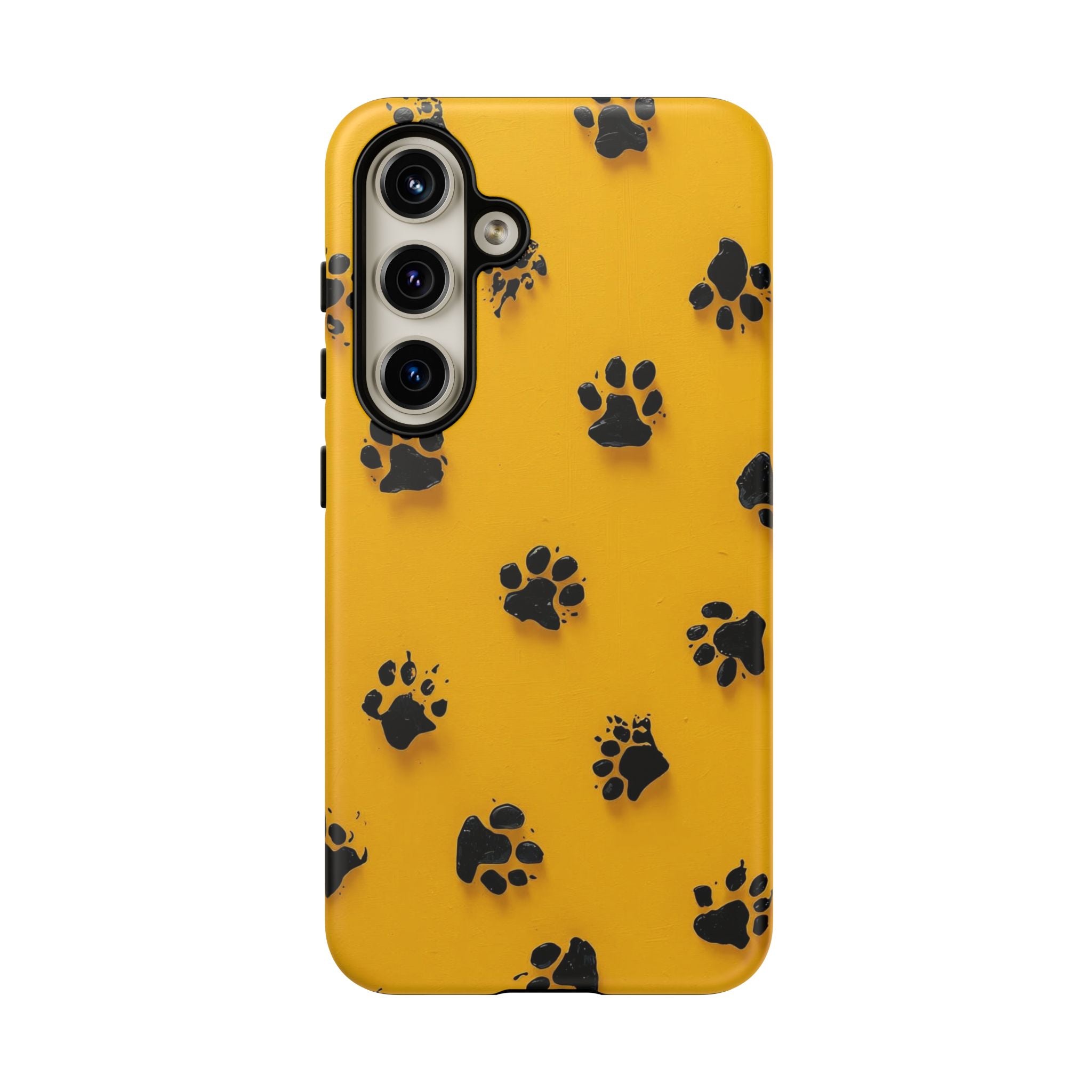 Yellow Paw Print Tough Samsung Galaxy Case — Protective Dog & Cat Lover Cover