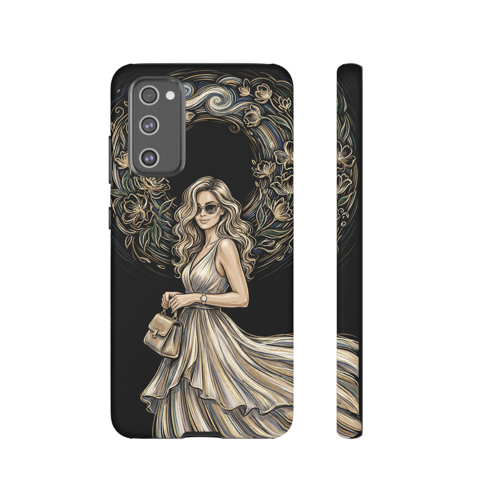 Custodia per telefono Samsung Galaxy robusta con ghirlanda floreale donna elegante