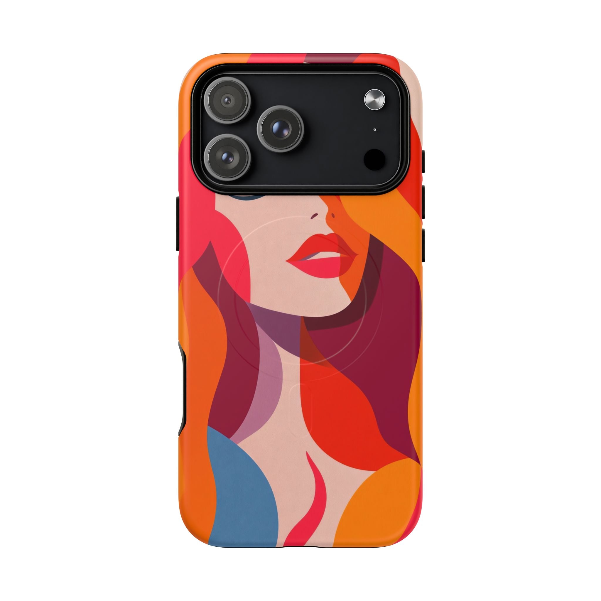 Custodia MagSafe per iPhone con donna pop art retrò | Ritratto astratto colorato e audace