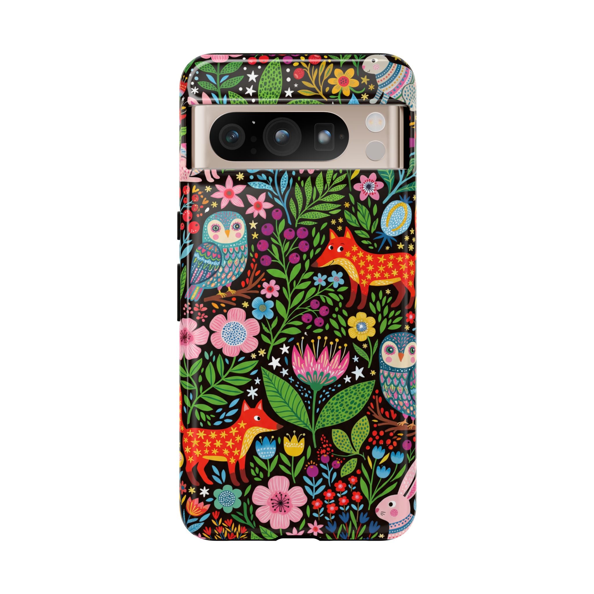 Floral Woodland Google Pixel Phone Case | Colourful Fox & Owl Protective Cover