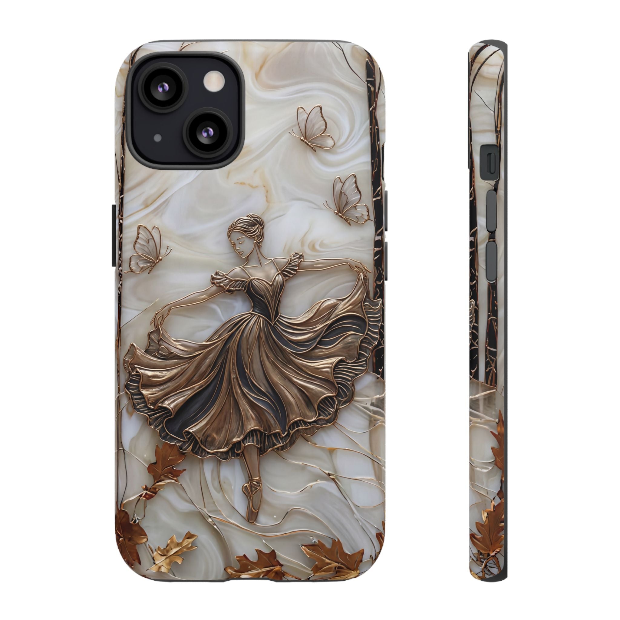 Elegant Bronze Ballerina Dance Design iPhone Case