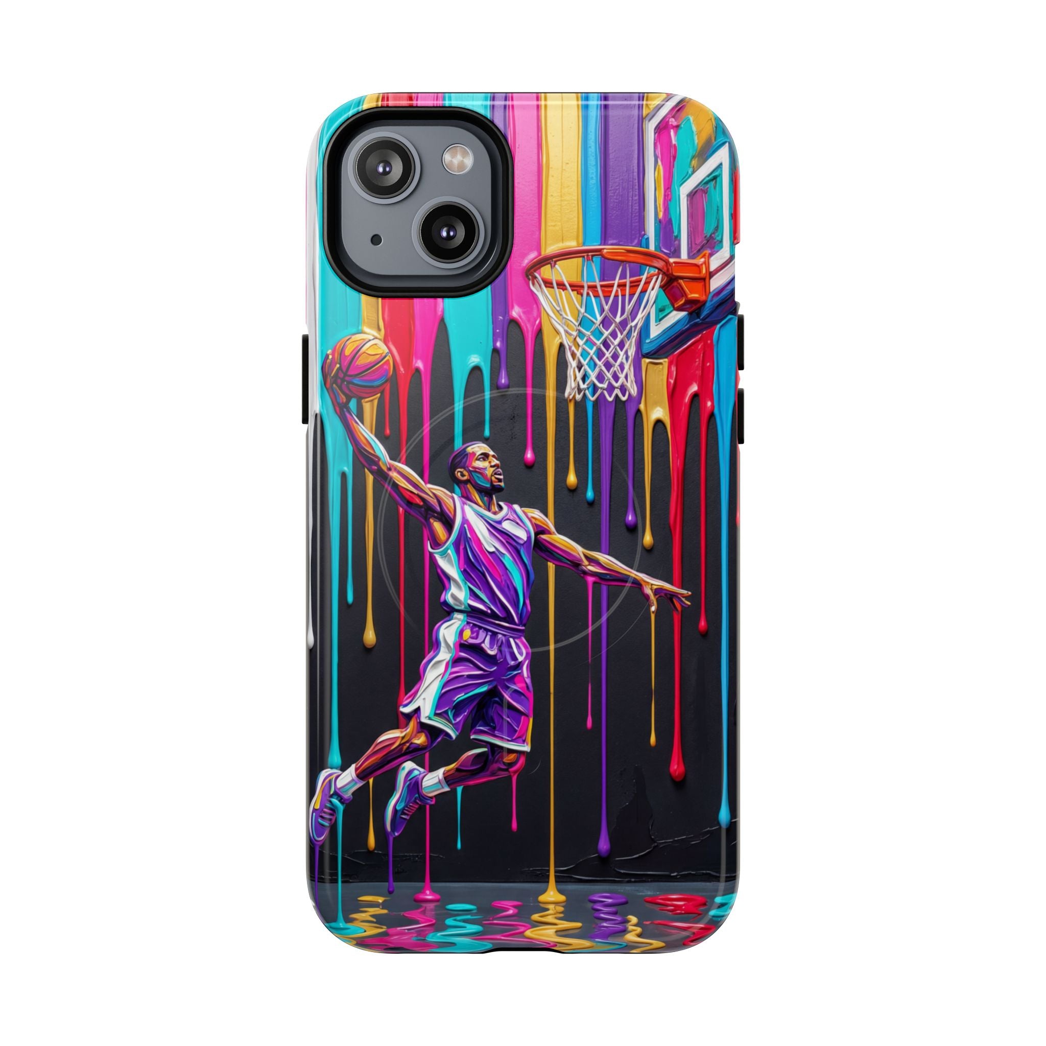 Color Splash Basketball MagSafe iPhone Case | Vibrant Drip Dunk Design
