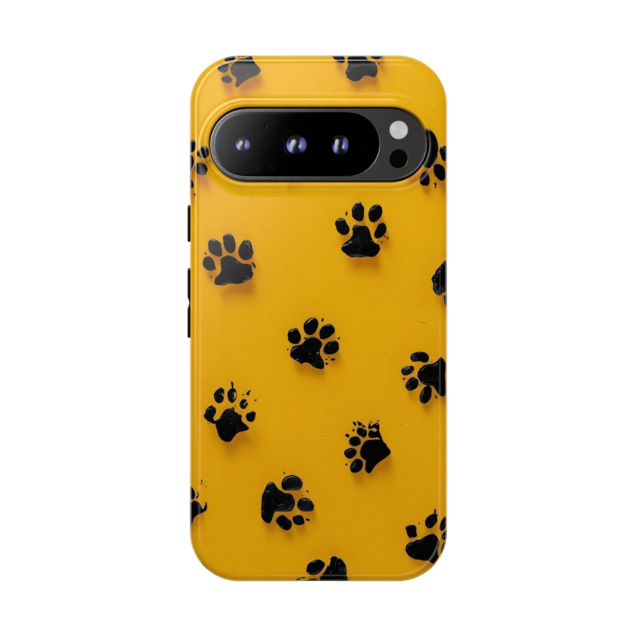 Yellow Paw Print Tough Google Pixel Case — Protective Dog & Cat Lover Cover