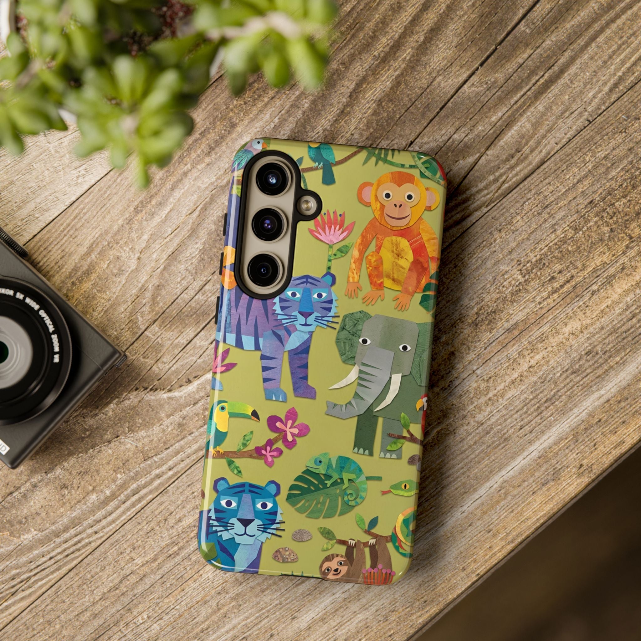 Jungle Animals Tough Samsung Galaxy Phone Case | Colorful Tiger, Elephant & Monkey Protective Cover