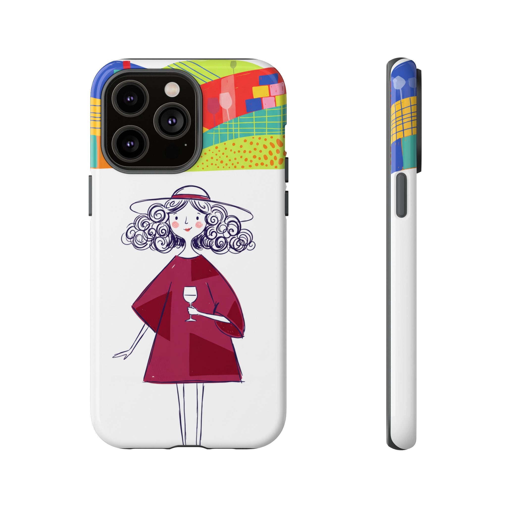 Colourful Artistic Wine Lady iPhone Case