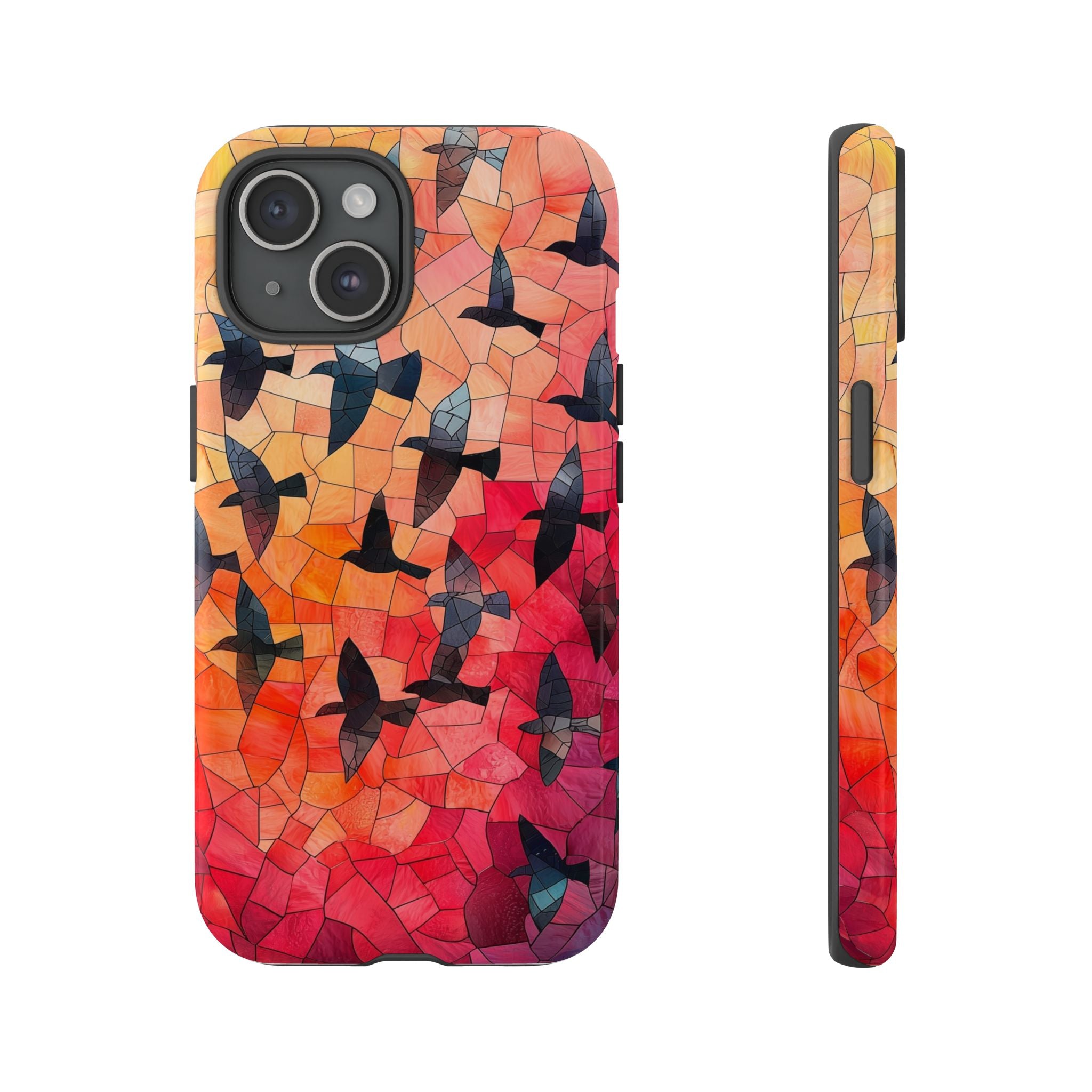 Stained Glass Mosaic Sunset Birds iPhone Case