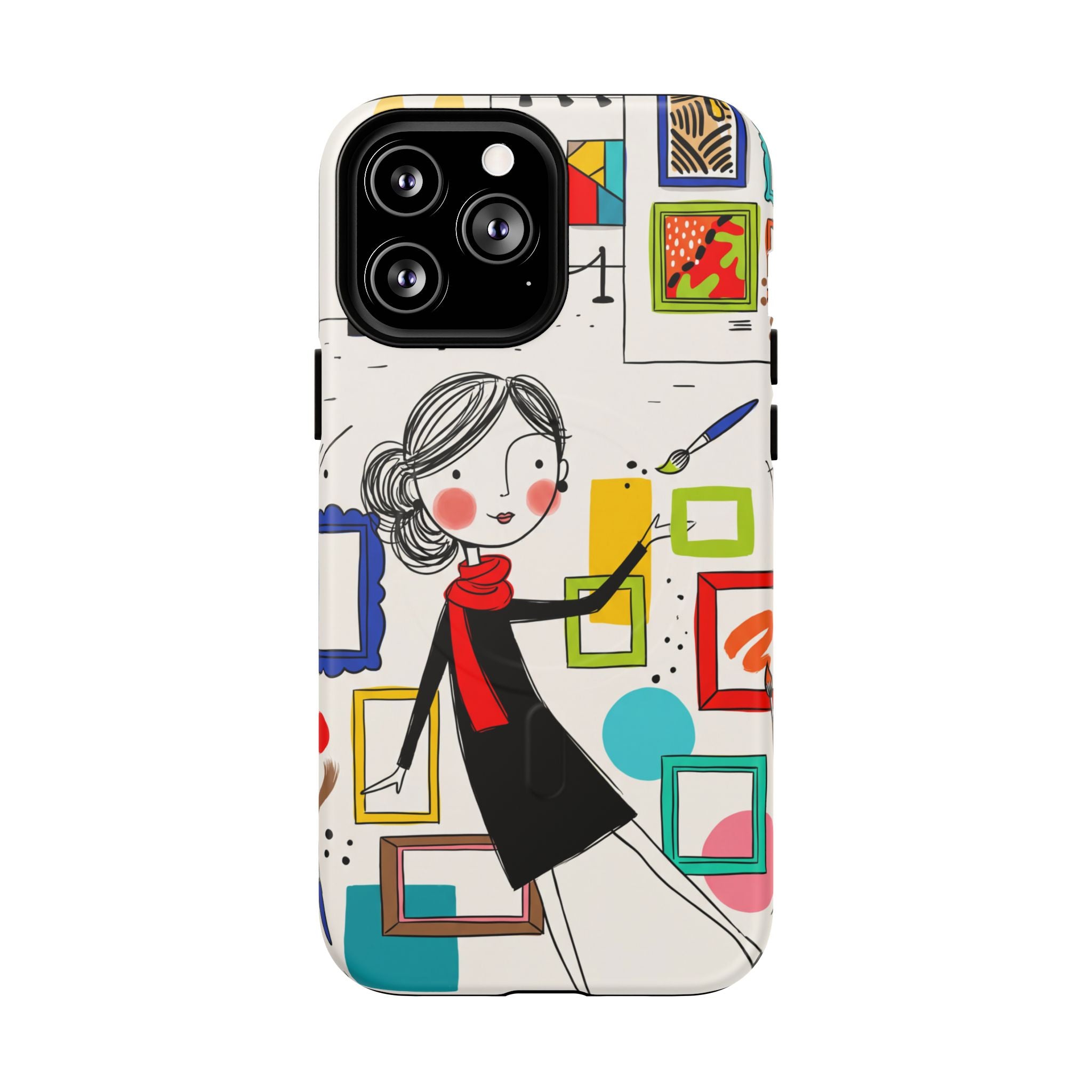Art Gallery Illustration MagSafe iPhone Case | Cute Woman with Frames Design