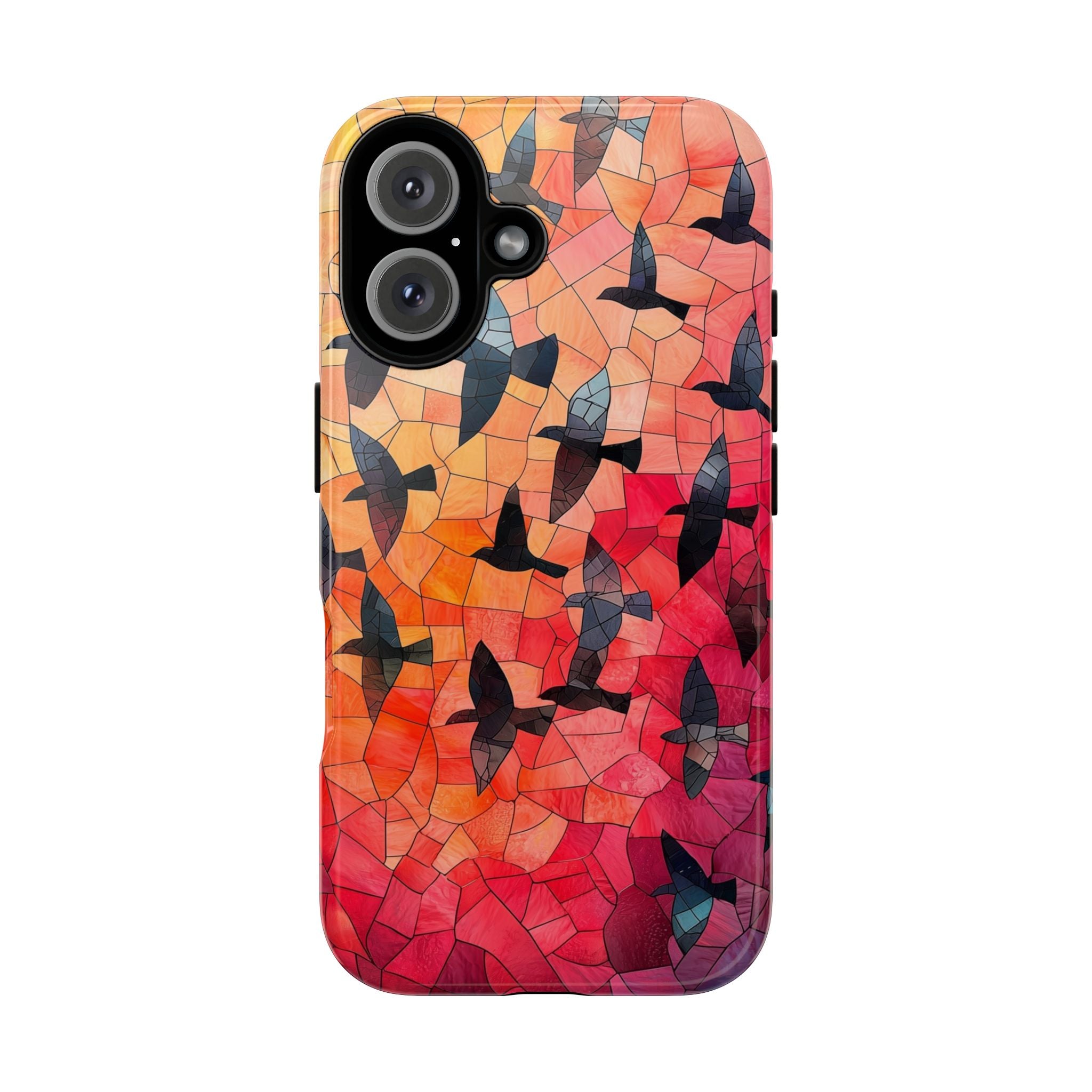 Stained Glass Mosaic Sunset Birds iPhone Case