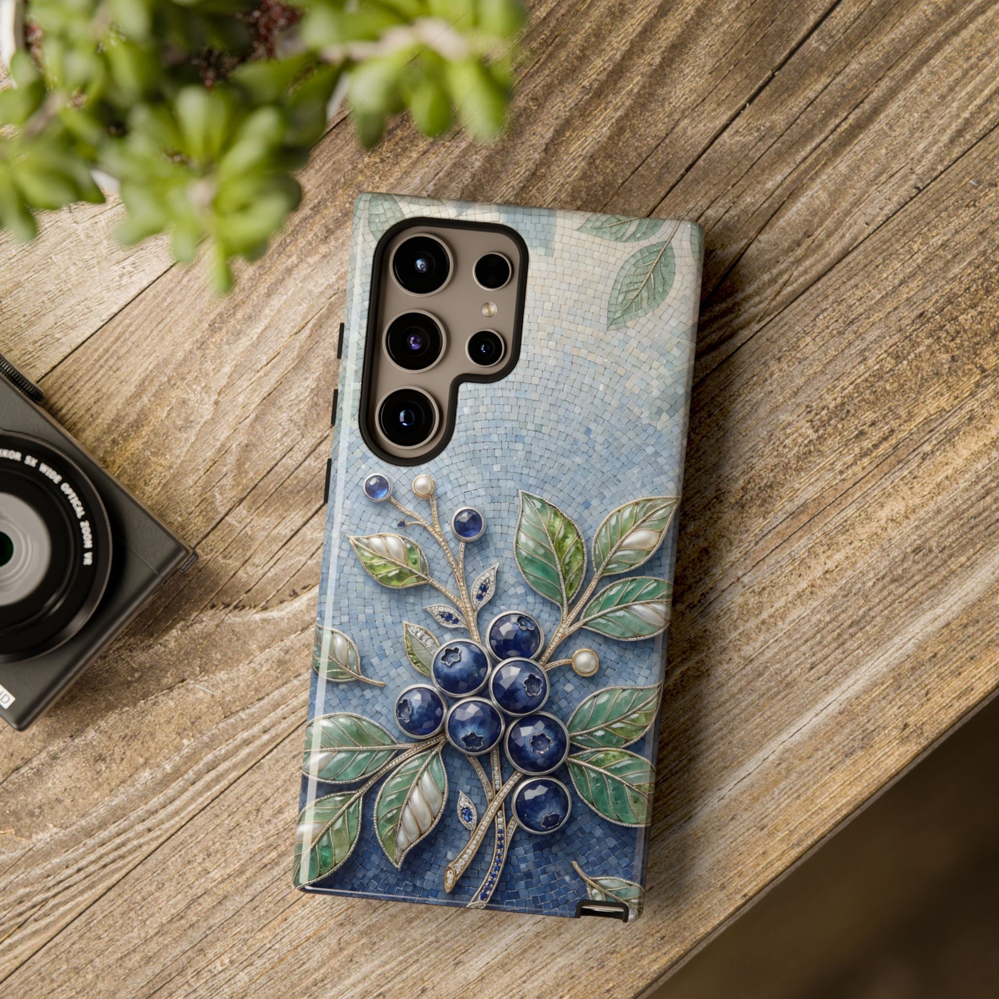 Blueberry Botanical Tough Samsung Galaxy Phone Case | Floral Protective iPhone Cover