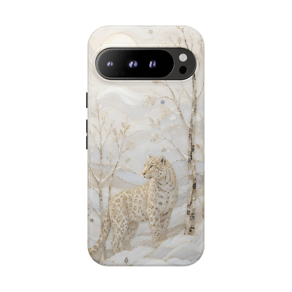 Snow Leopard Google Pixel Phone Case | Winter Forest Phone Case