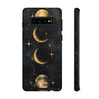 Celestial Moon Phases Tough Samsung Galaxy Case | Gold Crescent & Full Moon Galaxy Design