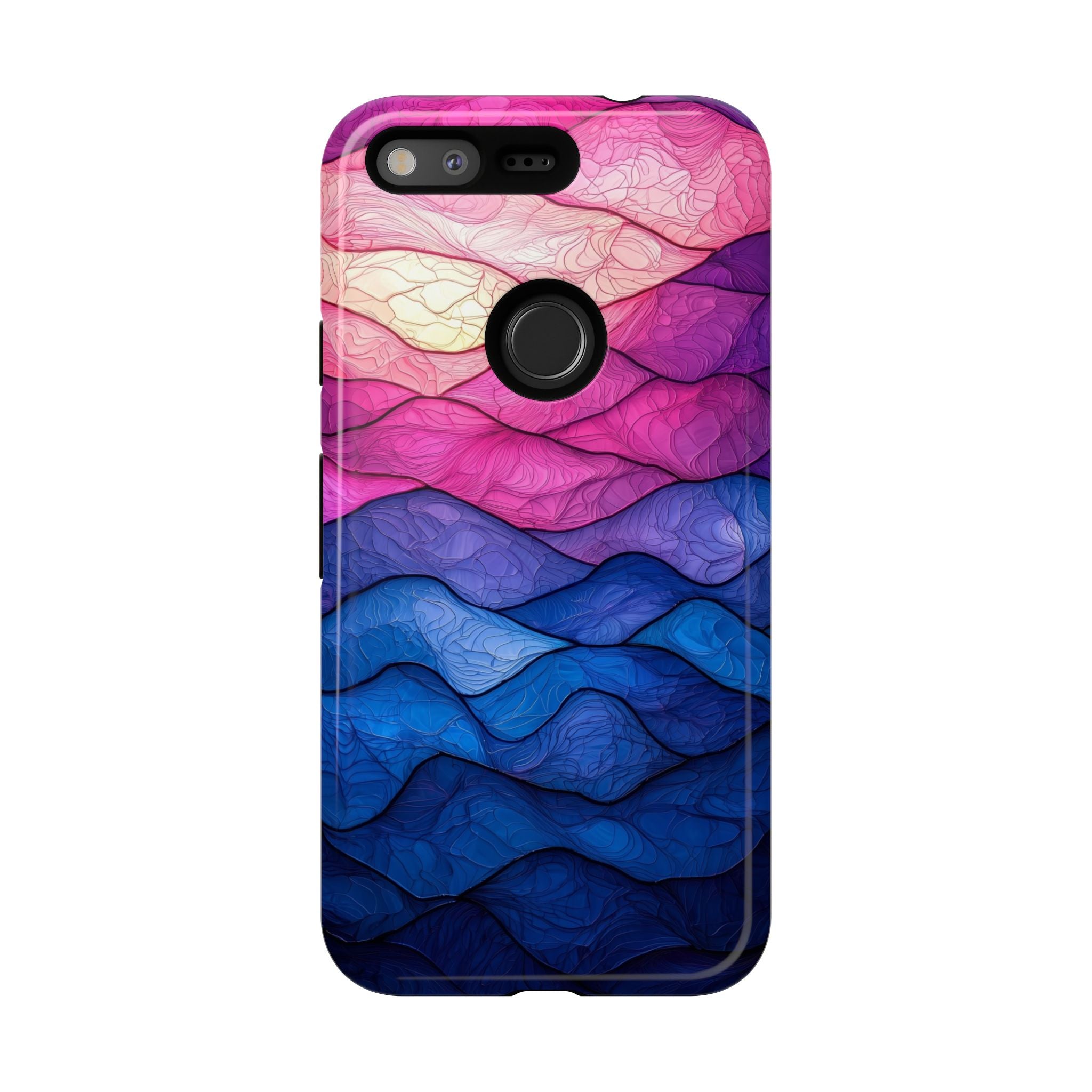 Abstract Ocean Waves Google Pixel Case — Pink & Blue Gradient Tough Case
