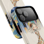 Artistic Girl Cityscape MagSafe iPhone Case | Cute Floral Dress Rooftop Design