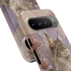 Maine Coon Cat Google Pixel Phone Case | Floral Cat Phone Case