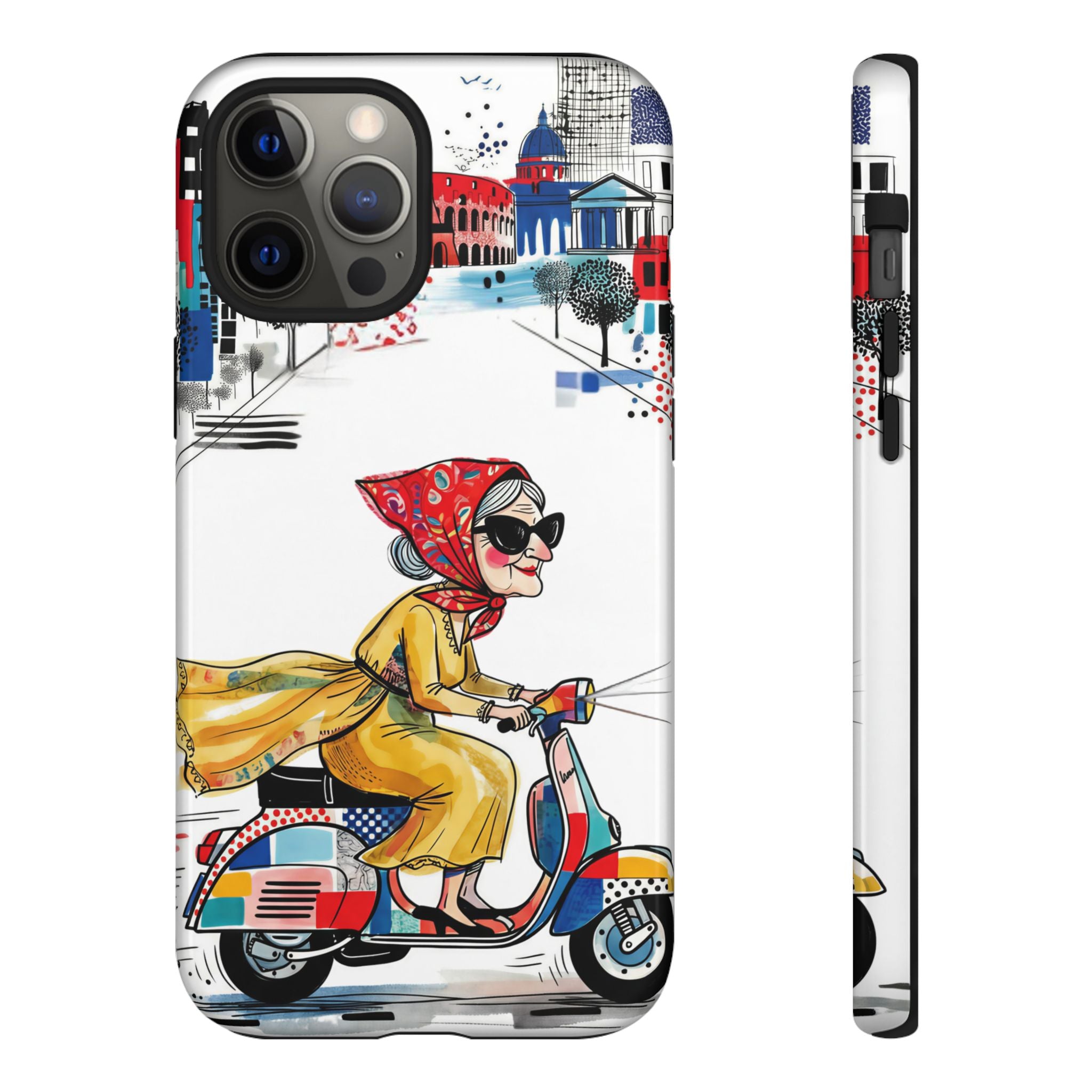 Vintage Vespa Granny iPhone Case | Retro Scooter Travel iPhone Cover
