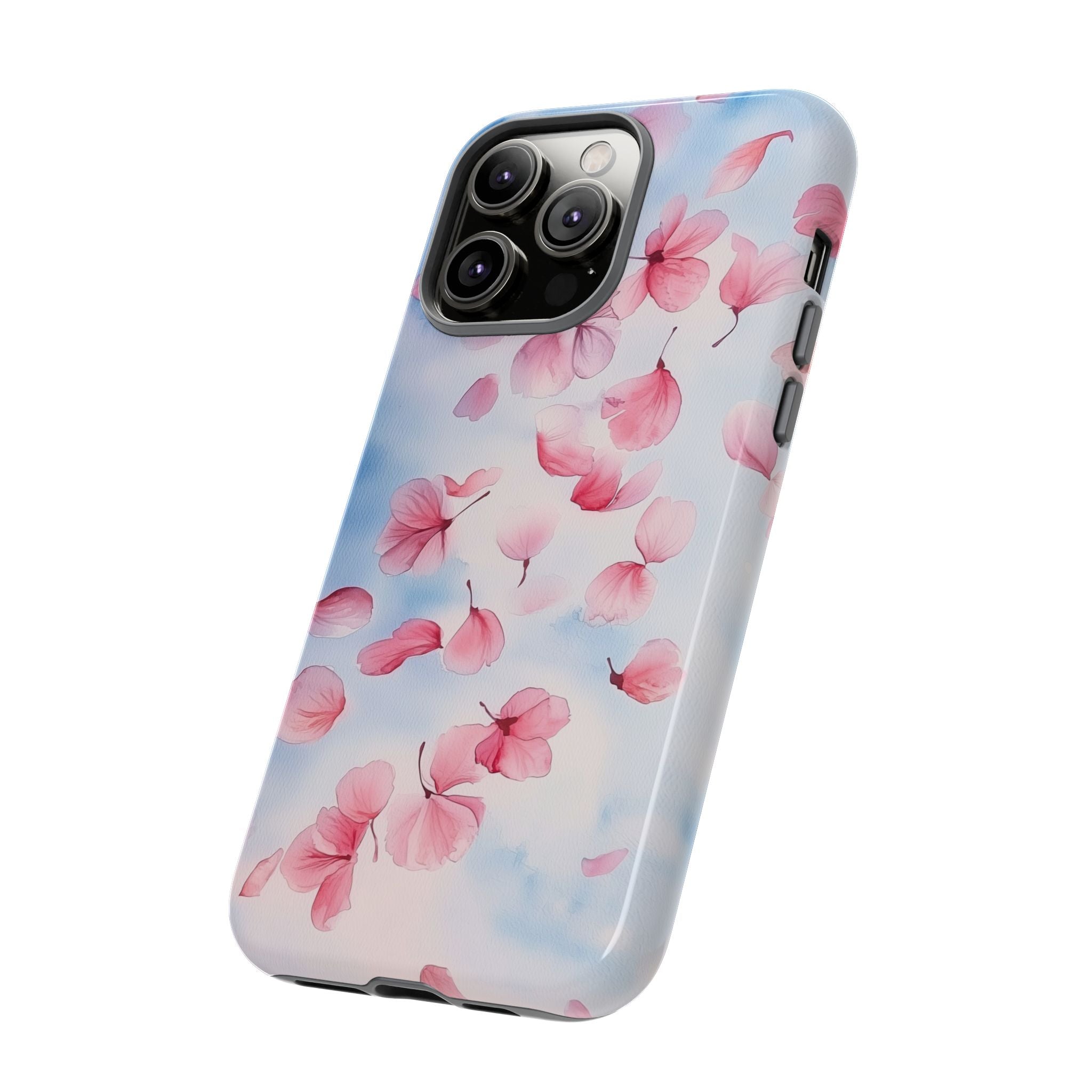 Floral Petal Tough iPhone Case | Pink Falling Blossoms