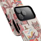 Artistic Cat MagSafe iPhone Case | Painter Kitty Illustration Tough Case