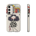 Cute Parisian Cat Girl Samsung galaxy Phone Case | Ballet Slippers Illustration Tough Case