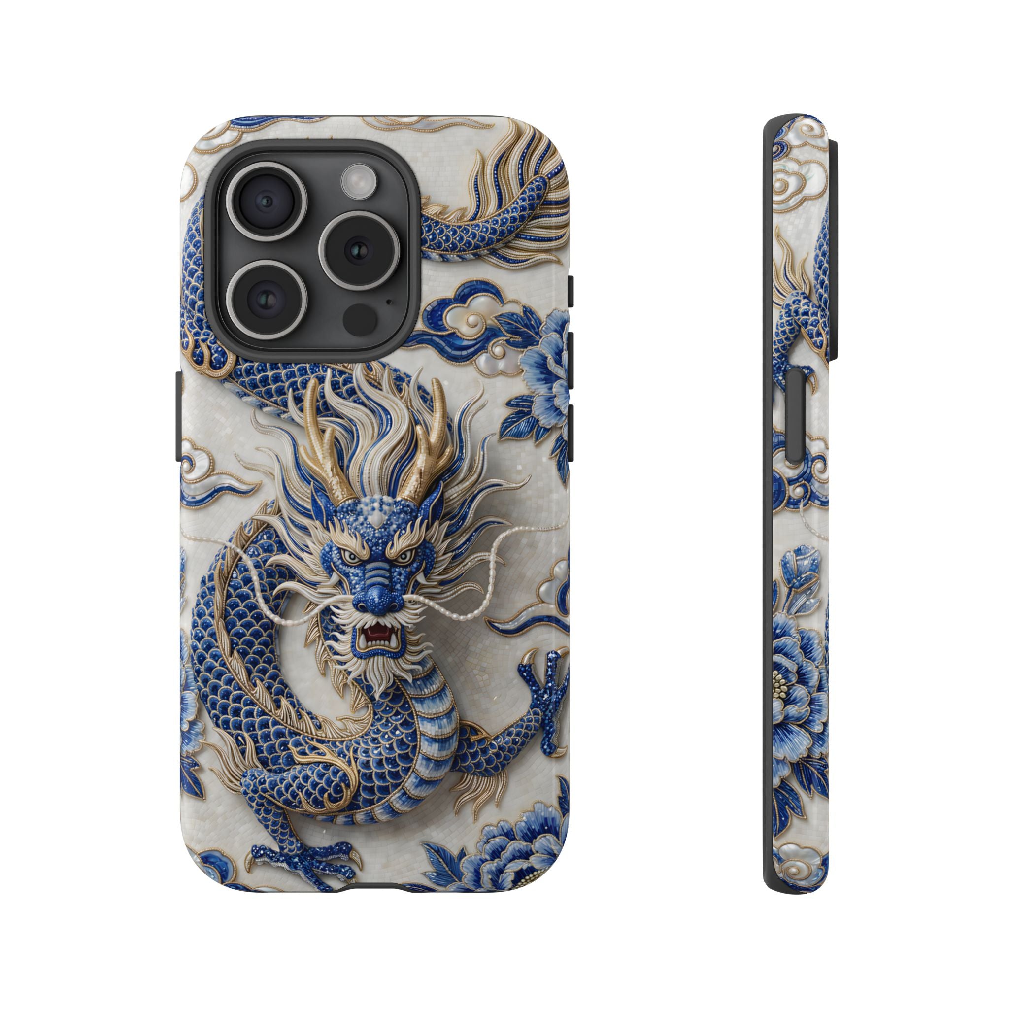 Asian Zodiac Dragon iPhone Case | Blue & White Porcelain Luxury Protective Case | Year of the Dragon Gift