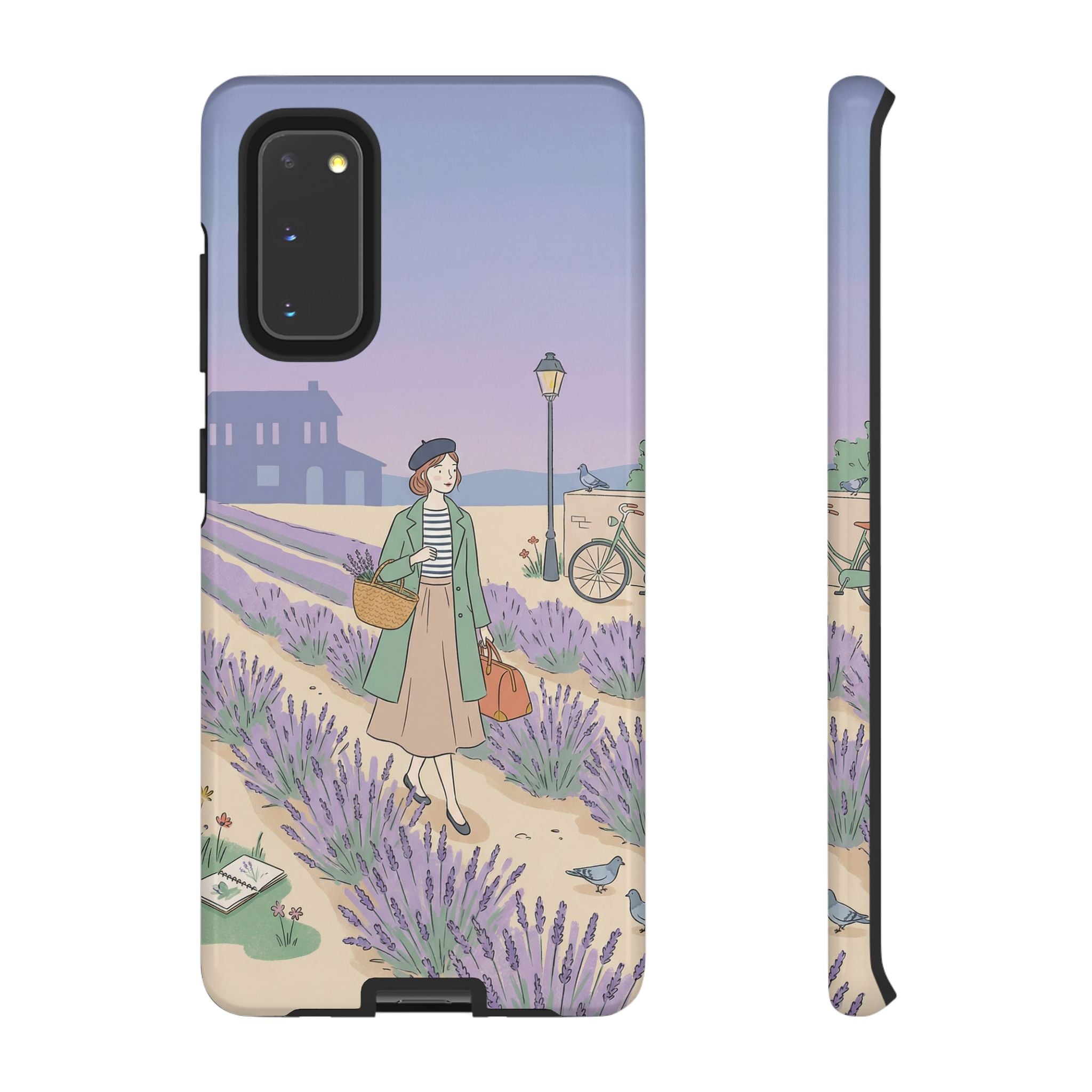Lavender Field Samsung Galaxy Phone Case | Vintage Travel Illustration Protective Case