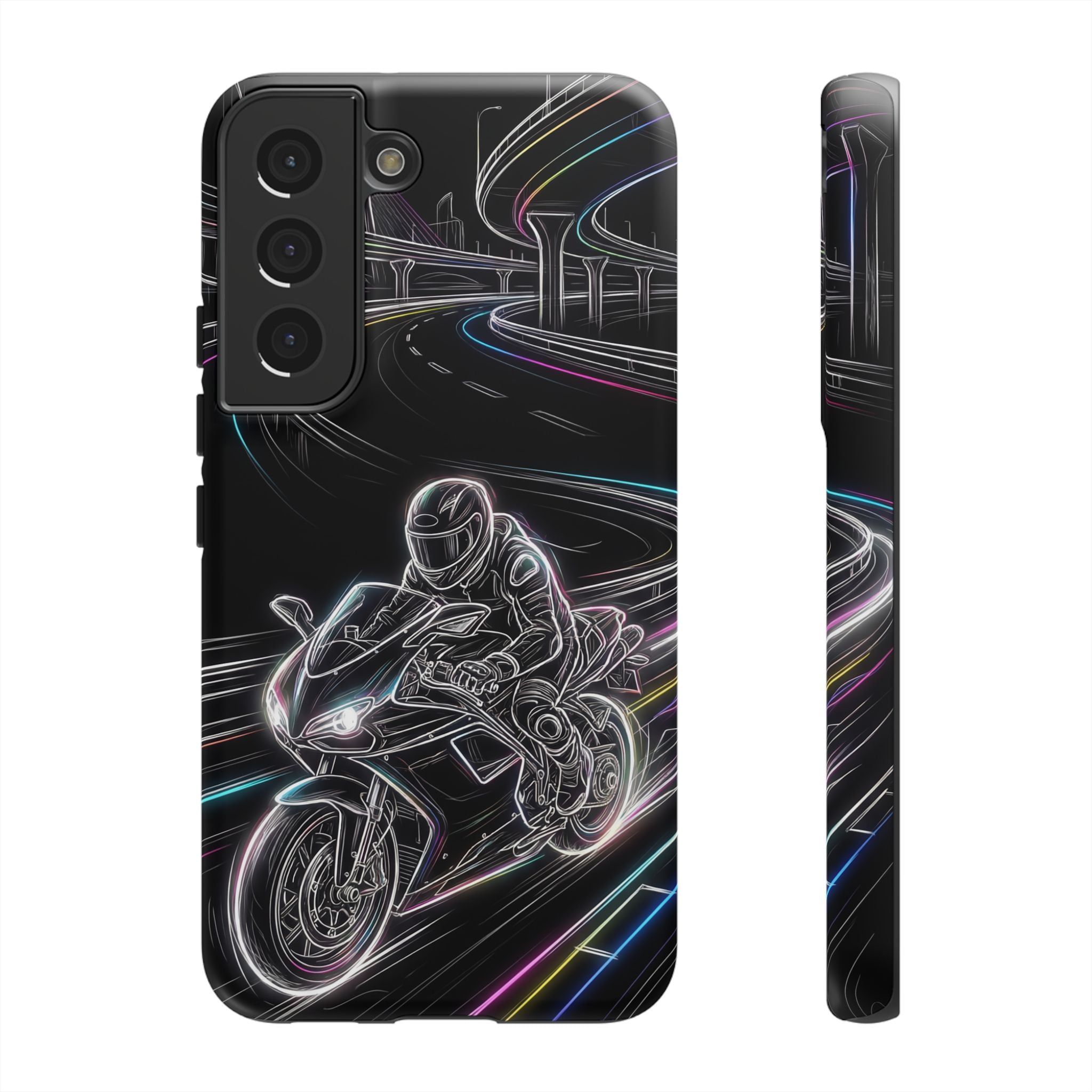 Neon Night Rider Samsung Galaxy Phone Case | Motorcycle Racing Protective Cover