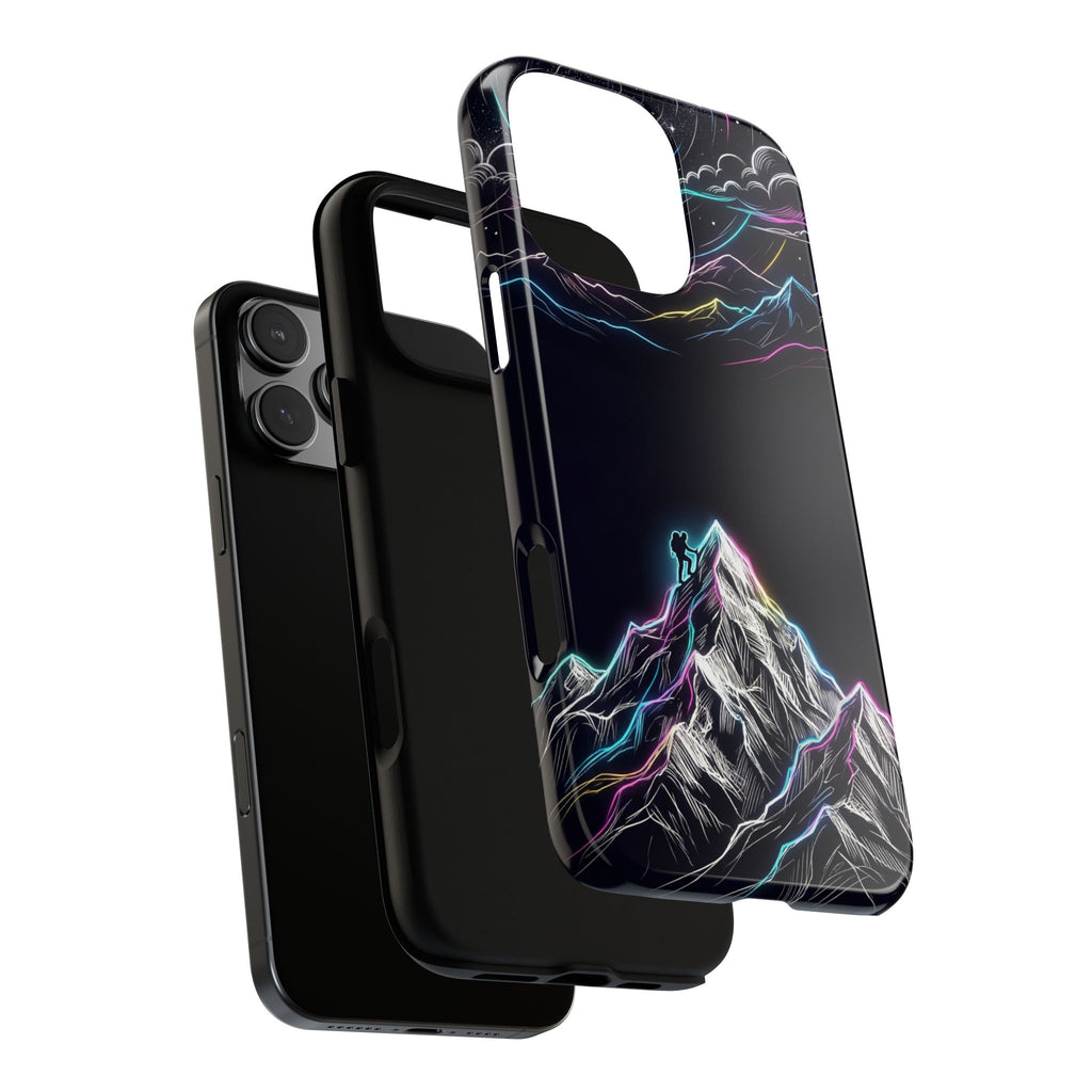 Mount Everest Neon iPhone Case | Dark Cosmic Climber Protective Cover