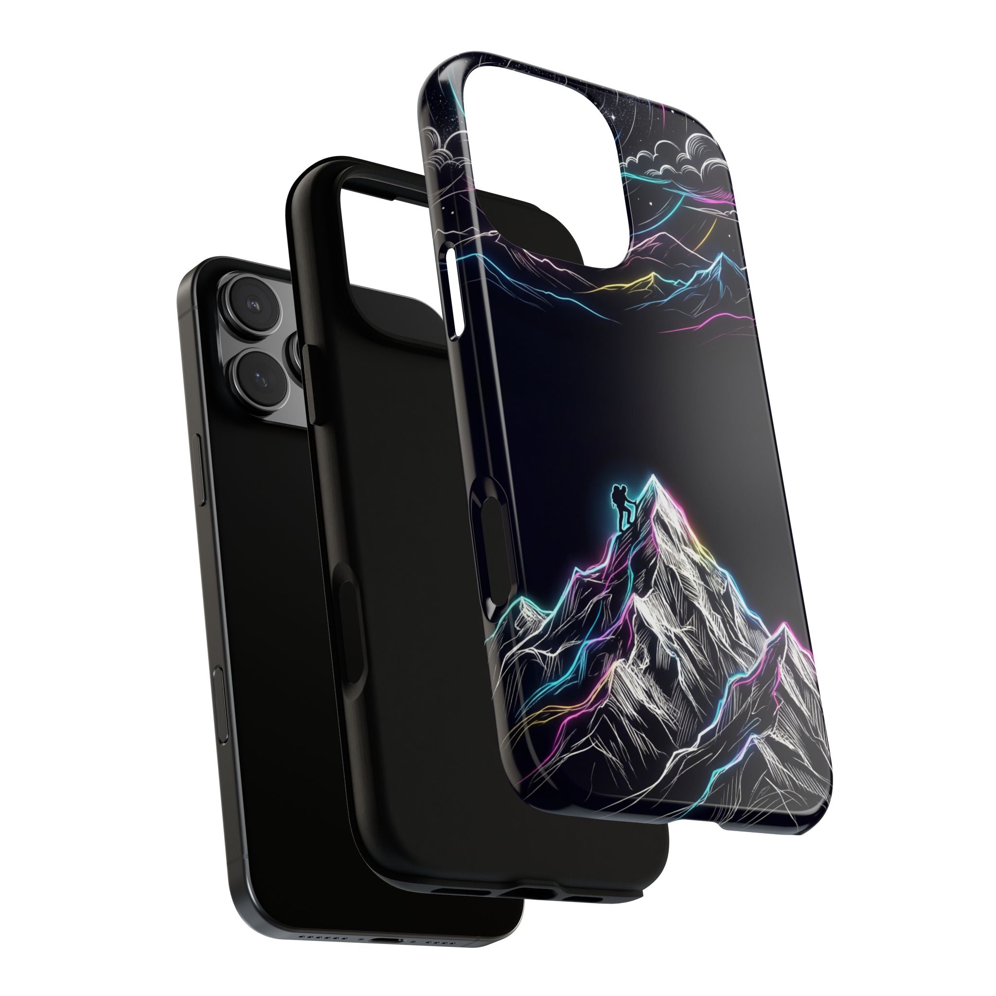Mount Everest Neon iPhone Case | Dark Cosmic Climber Protective Cover