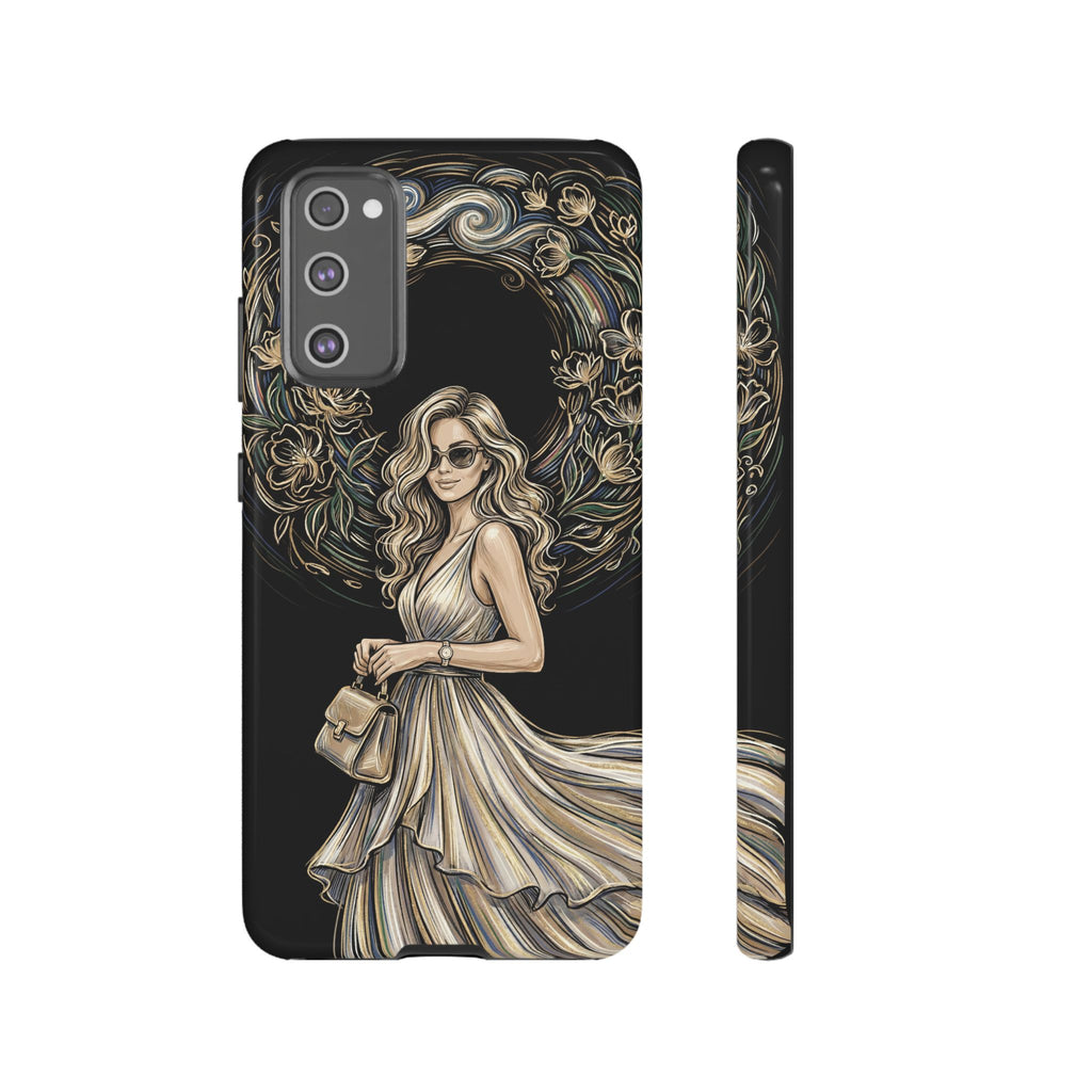 Custodia per telefono Samsung Galaxy robusta con ghirlanda floreale donna elegante
