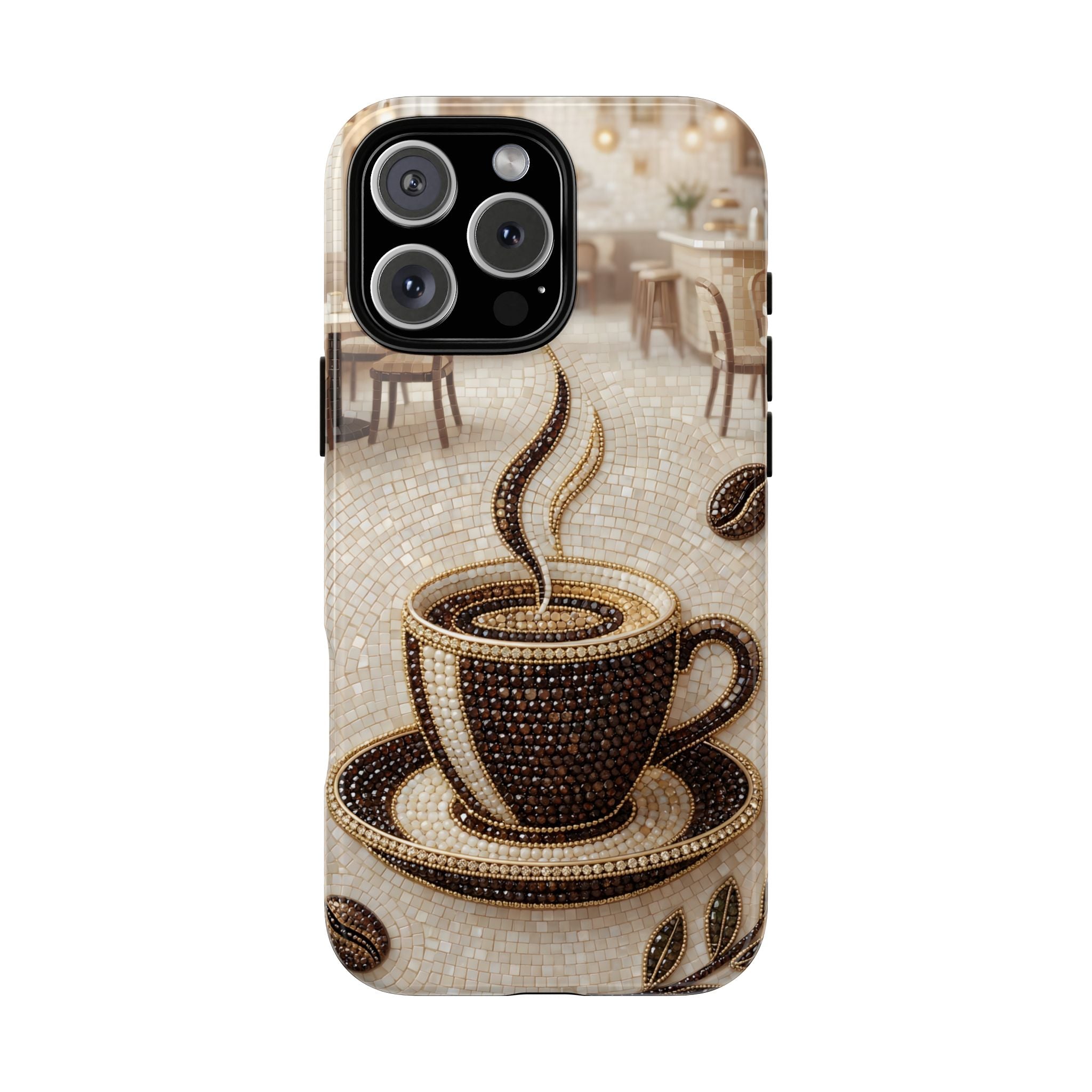 Coffee Mosaic iPhone Case - Steaming Cup Cafe Design
