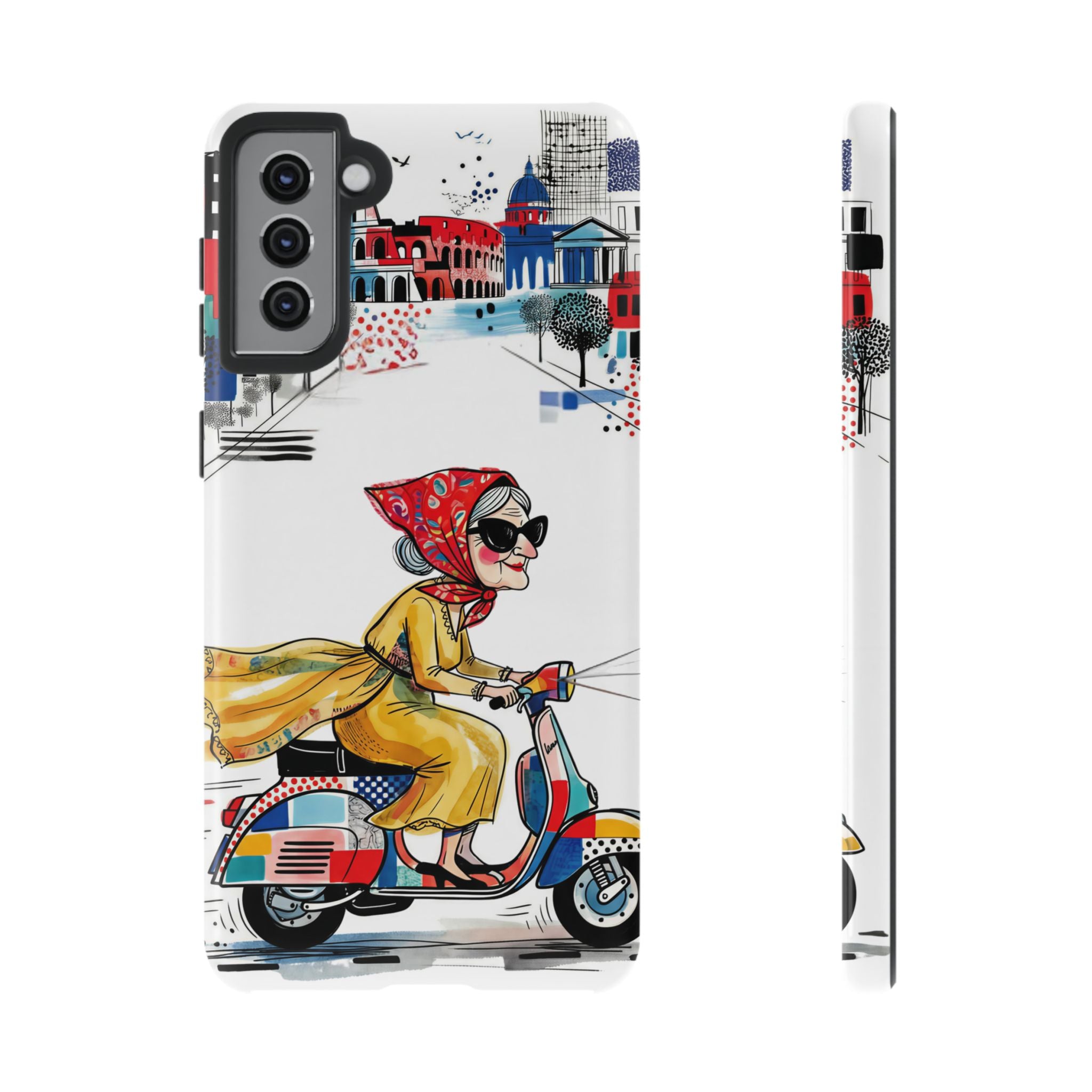 Vintage Vespa Granny Samsung Galaxy Phone Case | Retro Scooter Travel iPhone Cover