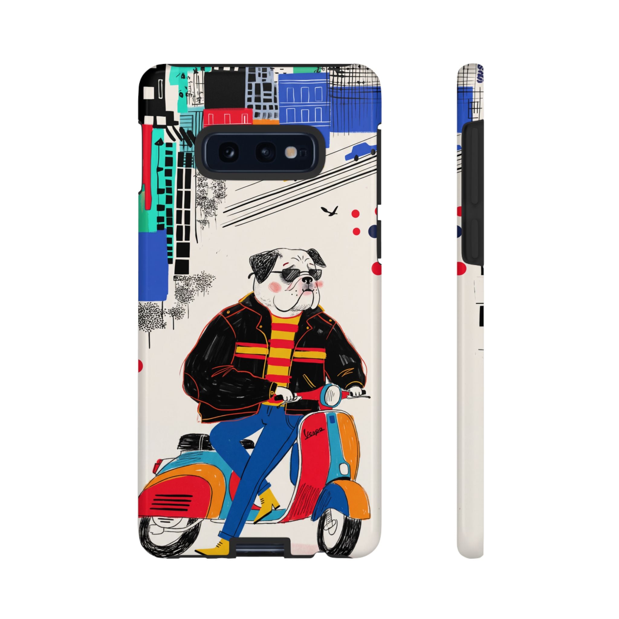 Bulldog Vespa Samsung Galaxy Phone Case | Retro Scooter Dog Protective Cover
