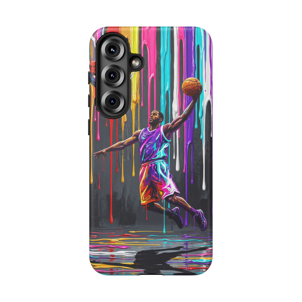 Color Splash Basketball Samsung Galaxy Phone Case | Vibrant Drip Dunk Design
