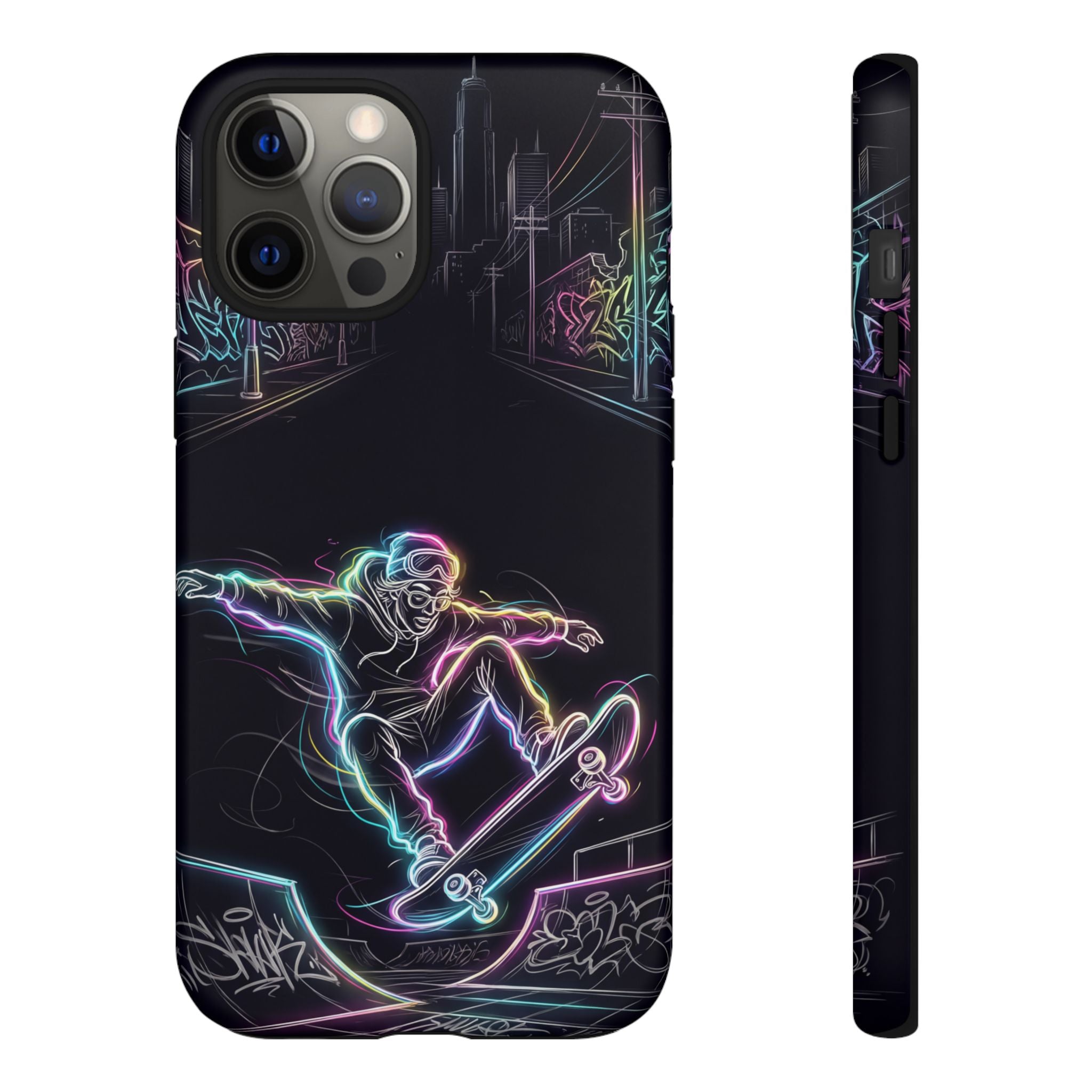 Neon Skateboard iPhone Case | Glow Skatepark Protective Cover