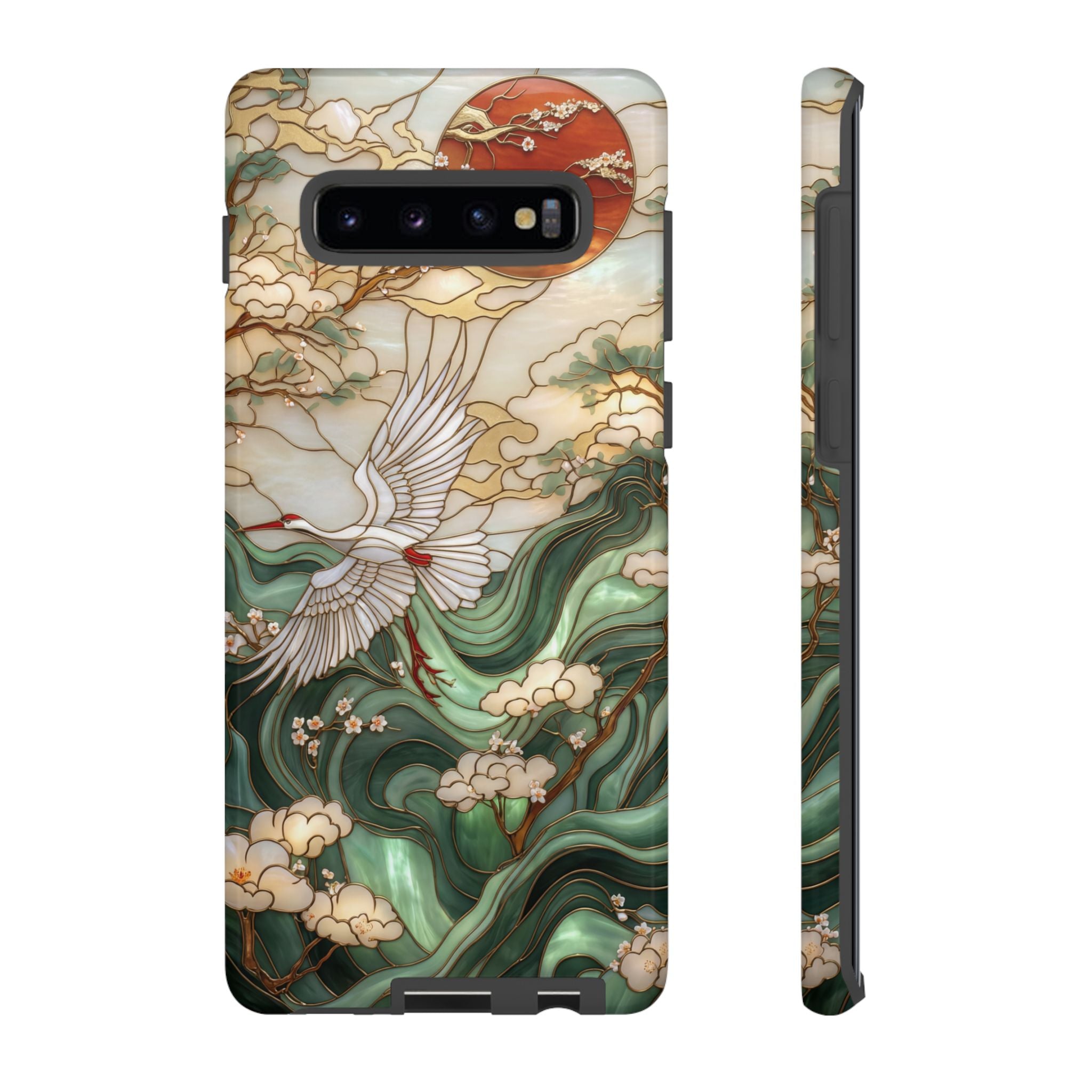 Cranes & Waves Protective Samsung Galaxy Case | Japanese-Inspired Art Phone Cover