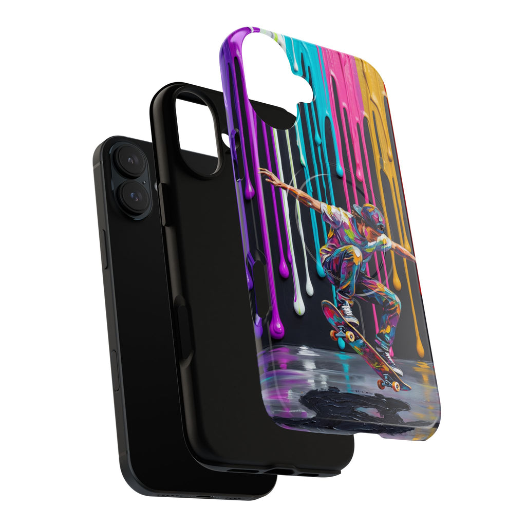 Colourful Drip Art Skateboarder Splash MagSafe iPhone Case