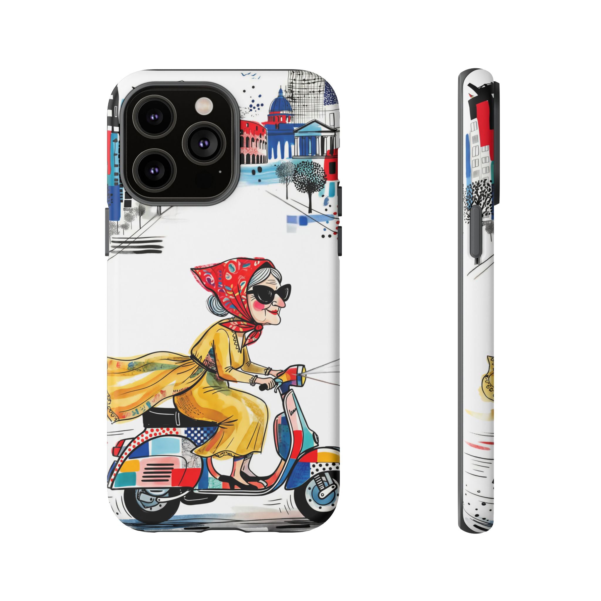 Vintage Vespa Granny iPhone Case | Retro Scooter Travel iPhone Cover